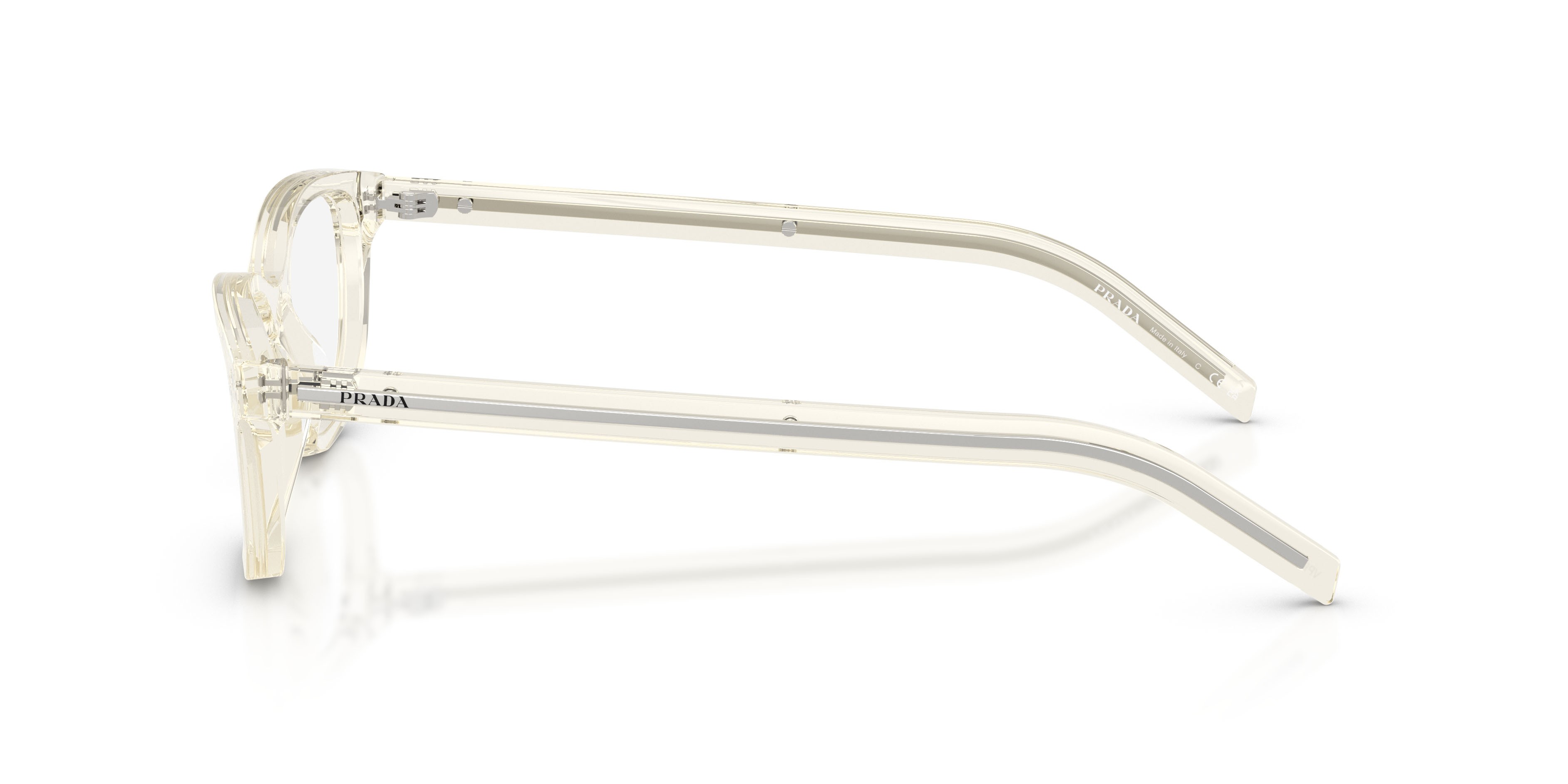 Eyeglasses Prada PR D01VU (12X1O1) color champagne trasparente shape oval lenses lente demo