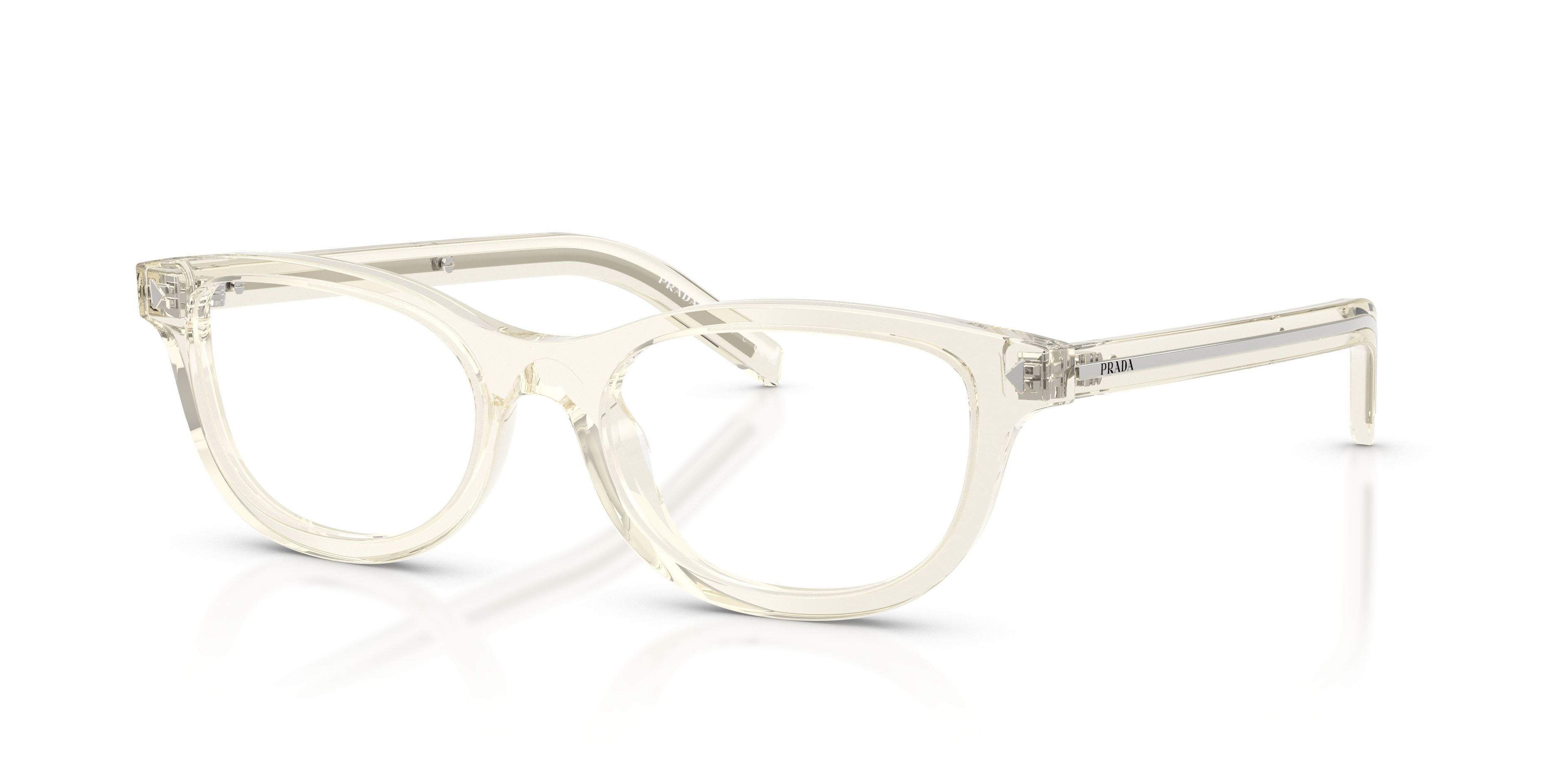 Eyeglasses Prada PR D01VU (12X1O1) color champagne trasparente shape oval lenses lente demo