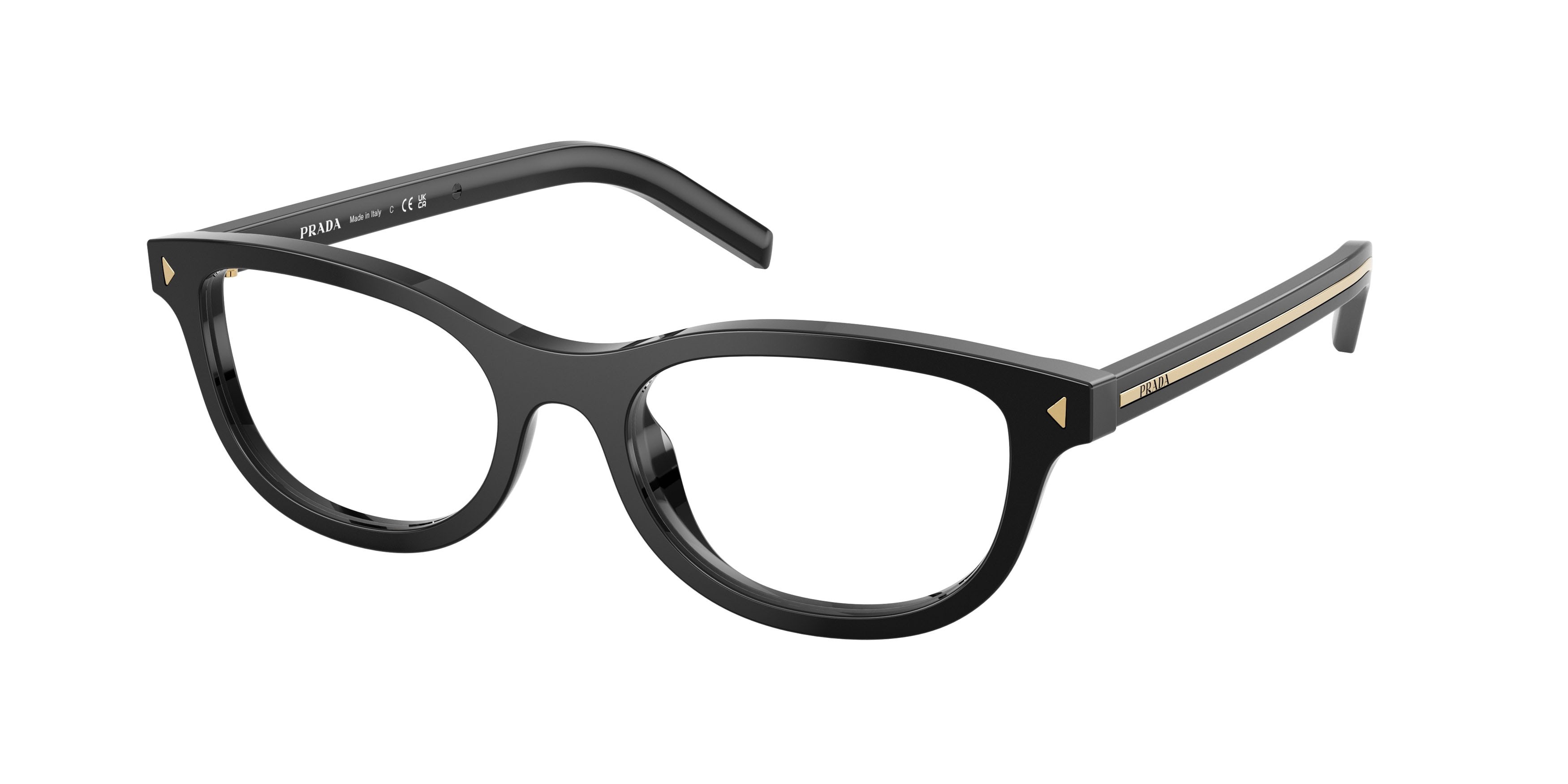 Eyeglasses Prada PR D01VU (16K1O1) color nero shape oval lenses lente demo