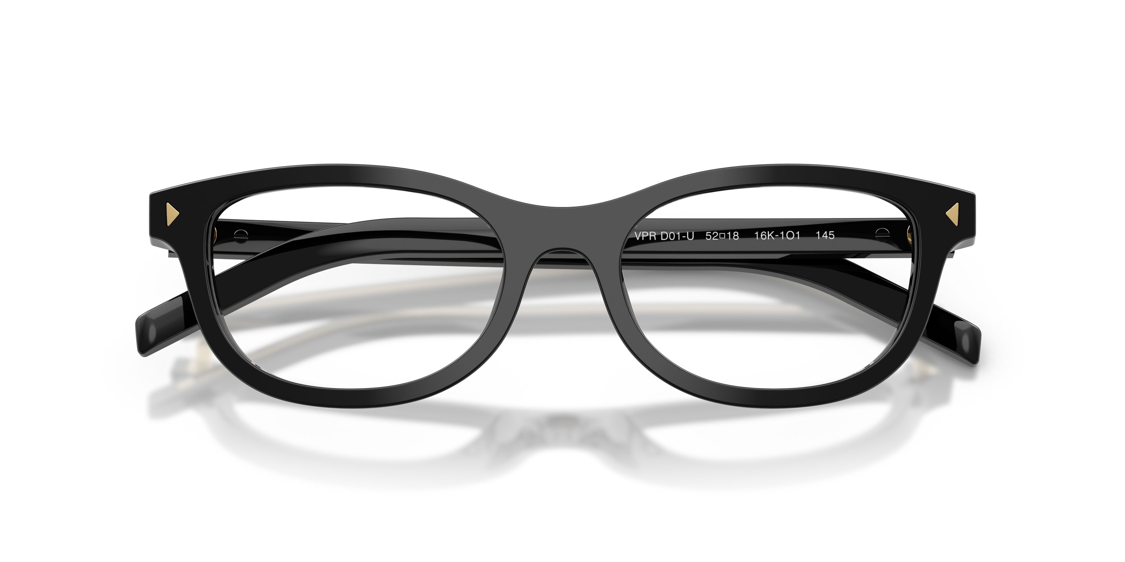 Eyeglasses Prada PR D01VU (16K1O1) color nero shape oval lenses lente demo