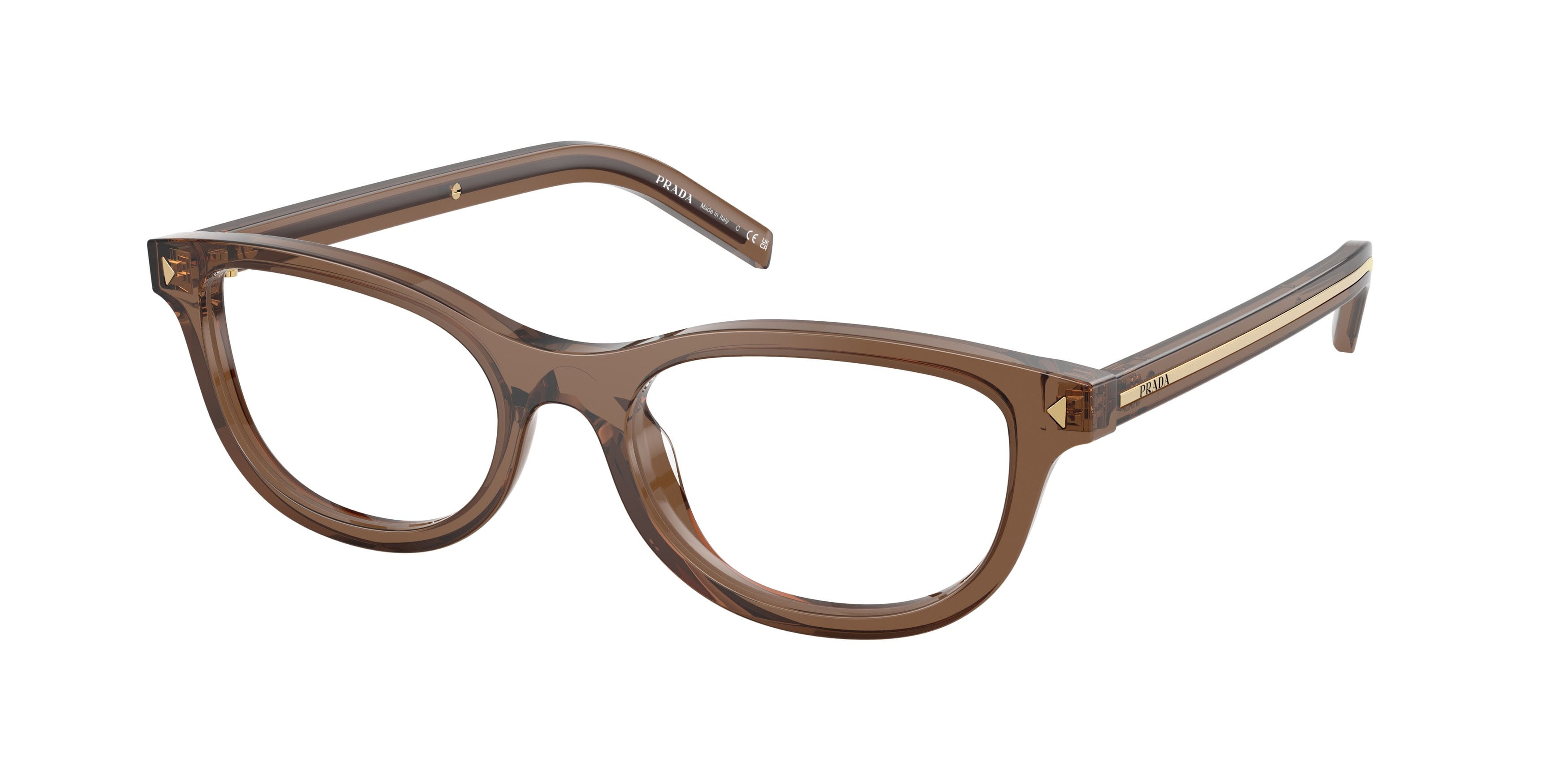 Eyeglasses Prada PR D01VU (28I1O1) color argilla trasparente shape oval lenses lente demo