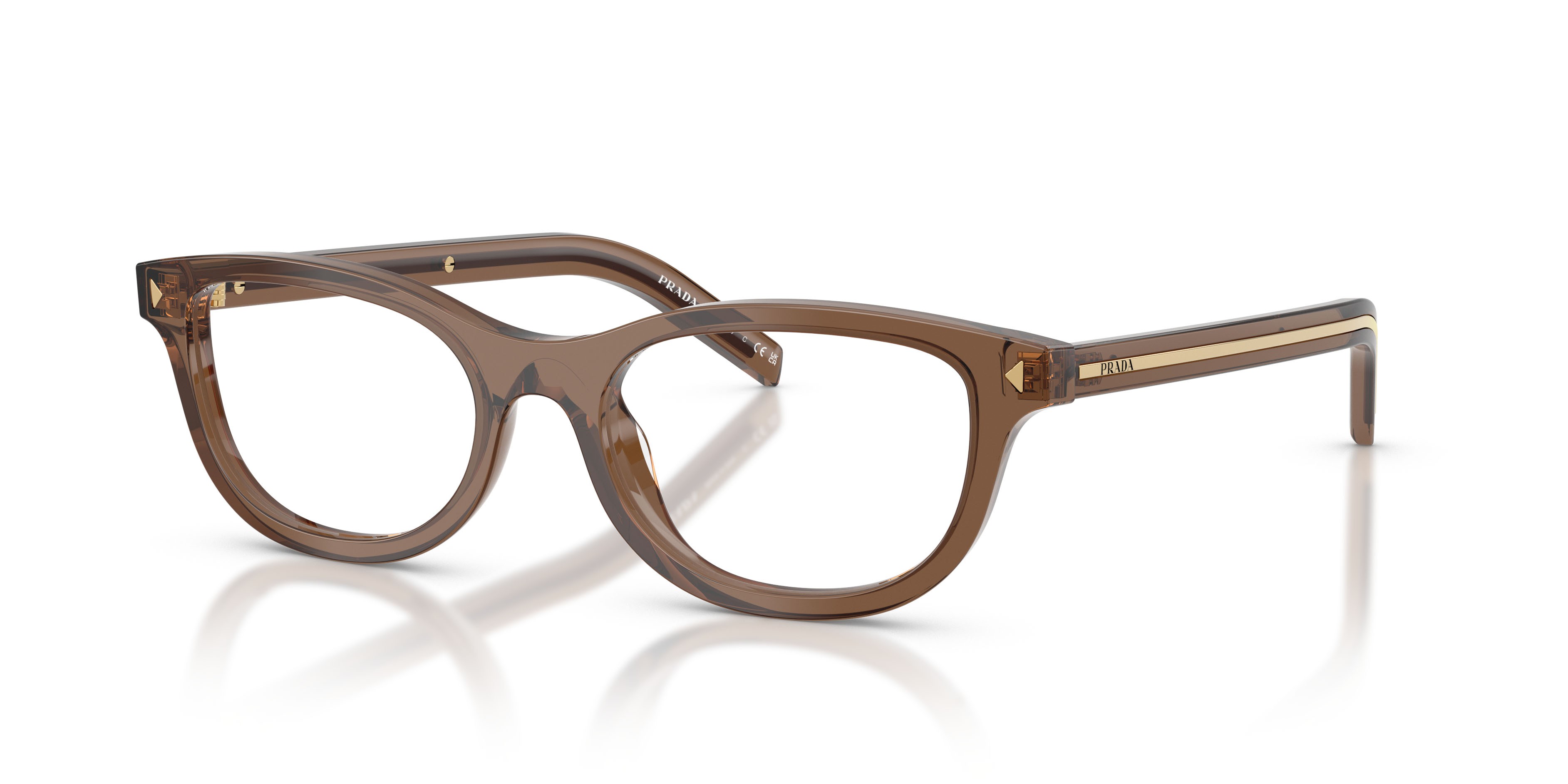 Eyeglasses Prada PR D01VU (28I1O1) color argilla trasparente shape oval lenses lente demo