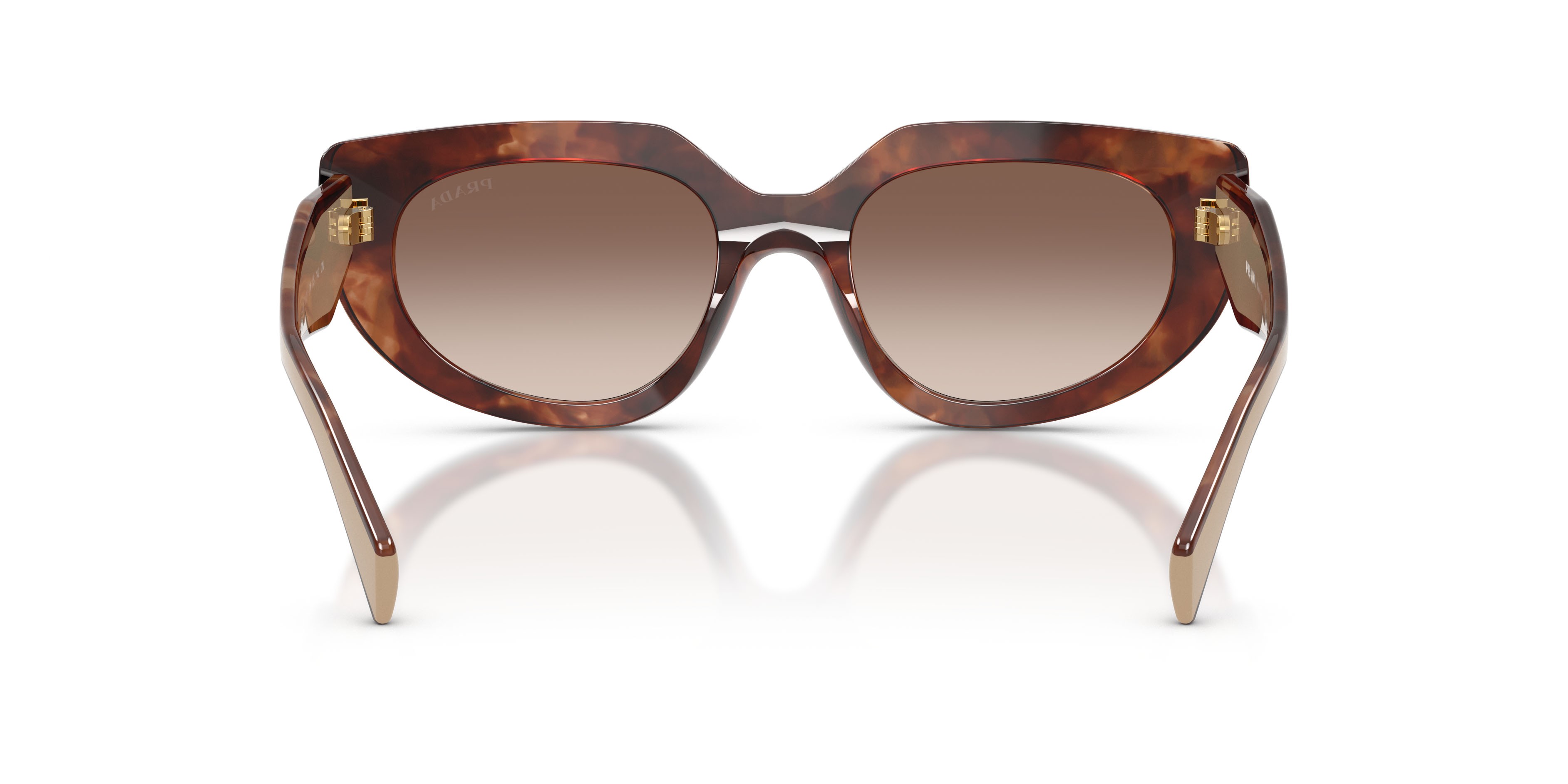 Occhiali da sole Prada PR D02S (00K10S) colore caramello tartarugato forma ovale lenti marrone sfumato