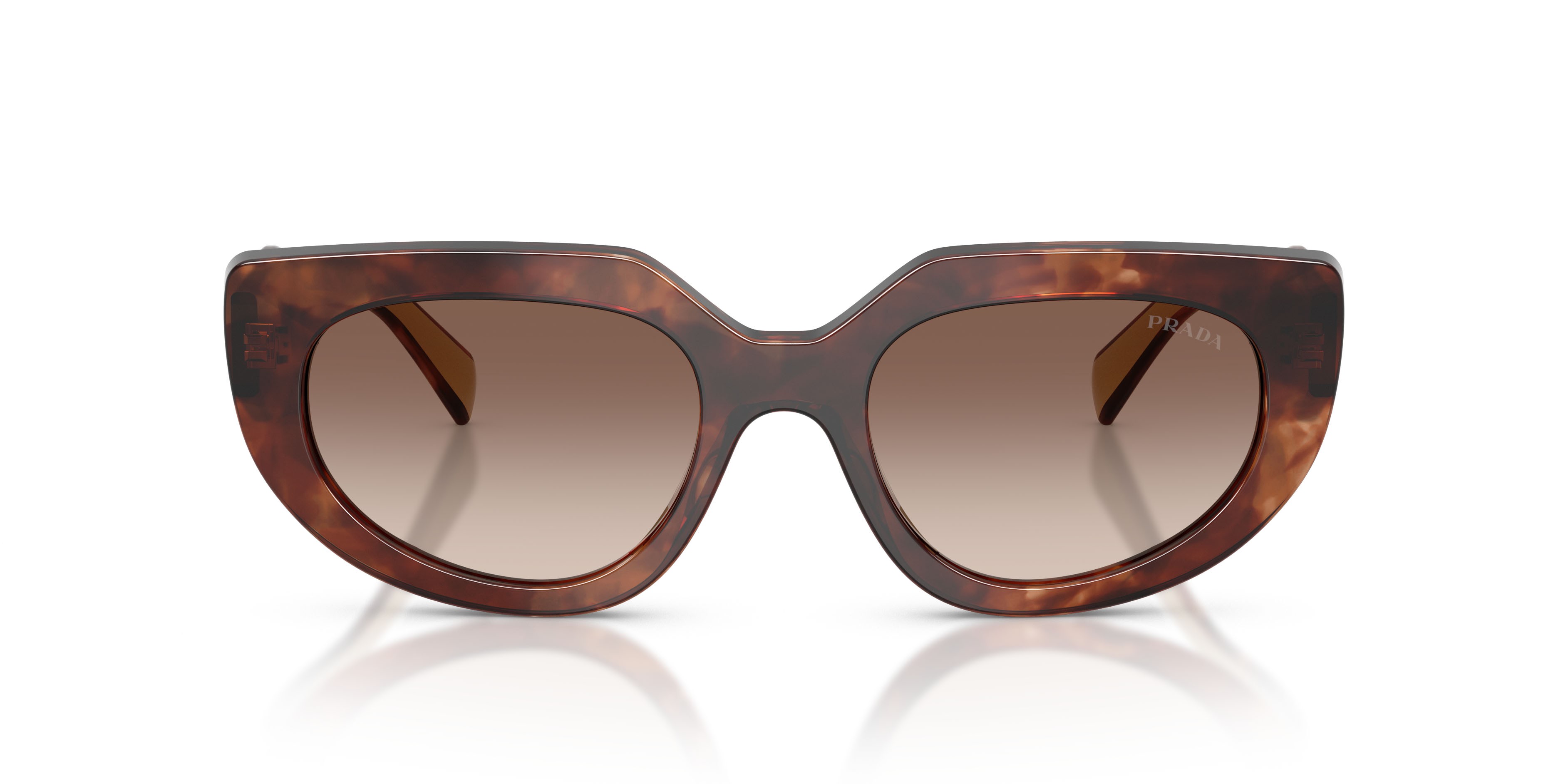 Occhiali da sole Prada PR D02S (00K10S) colore caramello tartarugato forma ovale lenti marrone sfumato
