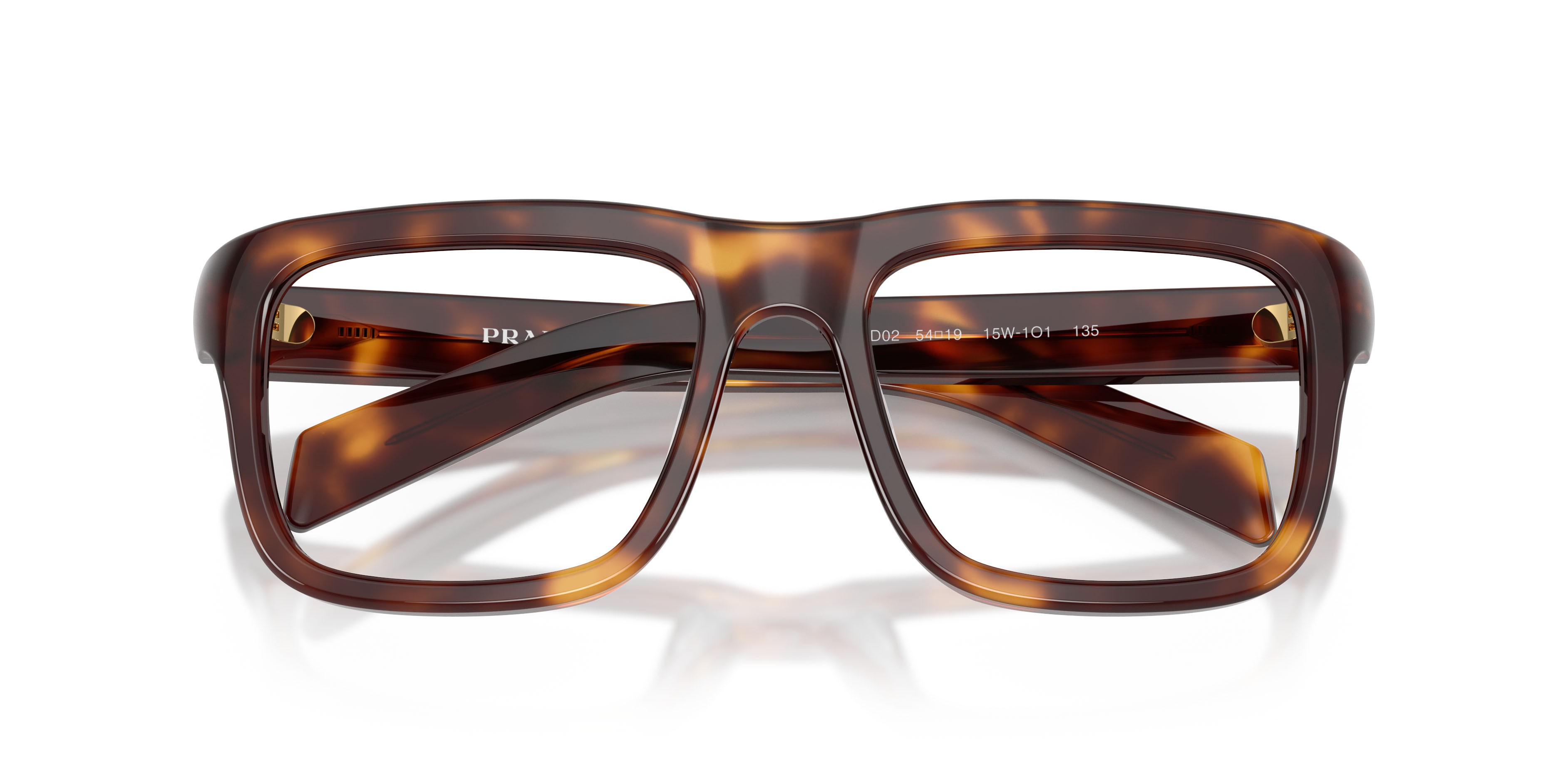 Eyeglasses Prada PR D02V (15W1O1) color havana shape rectangle lenses lente demo