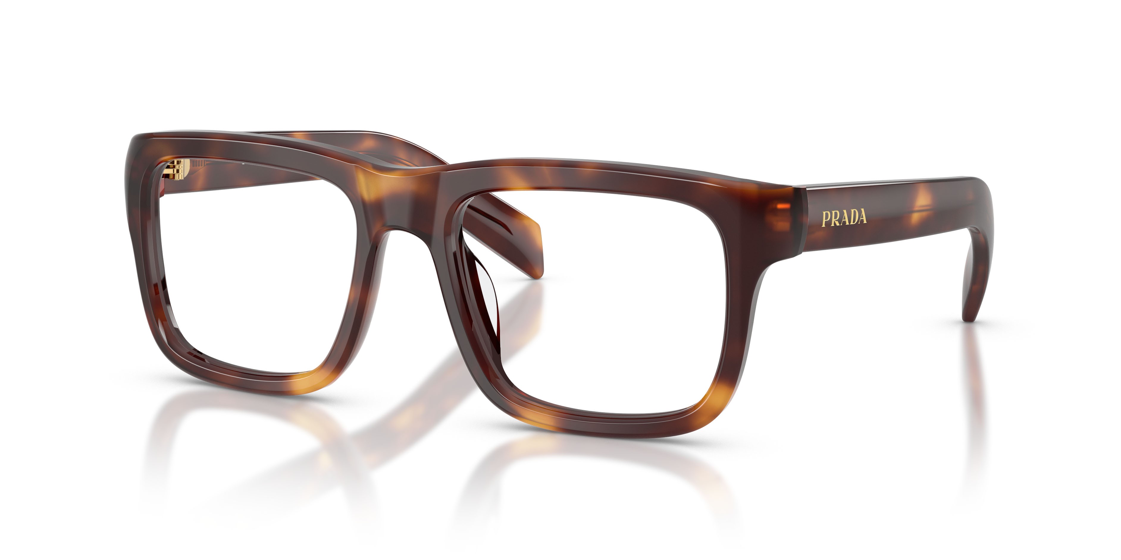 Eyeglasses Prada PR D02V (15W1O1) color havana shape rectangle lenses lente demo