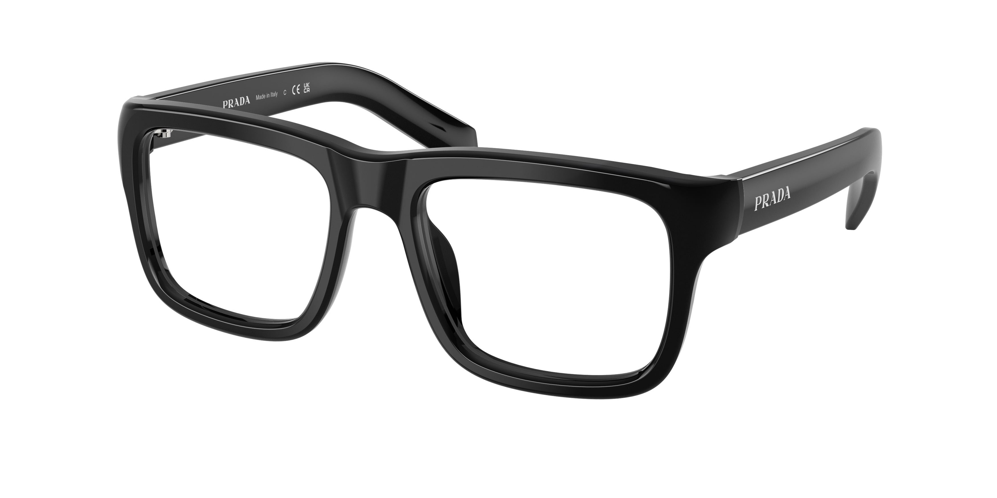 Eyeglasses Prada PR D02V (16K1O1) color nero shape rectangle lenses lente demo