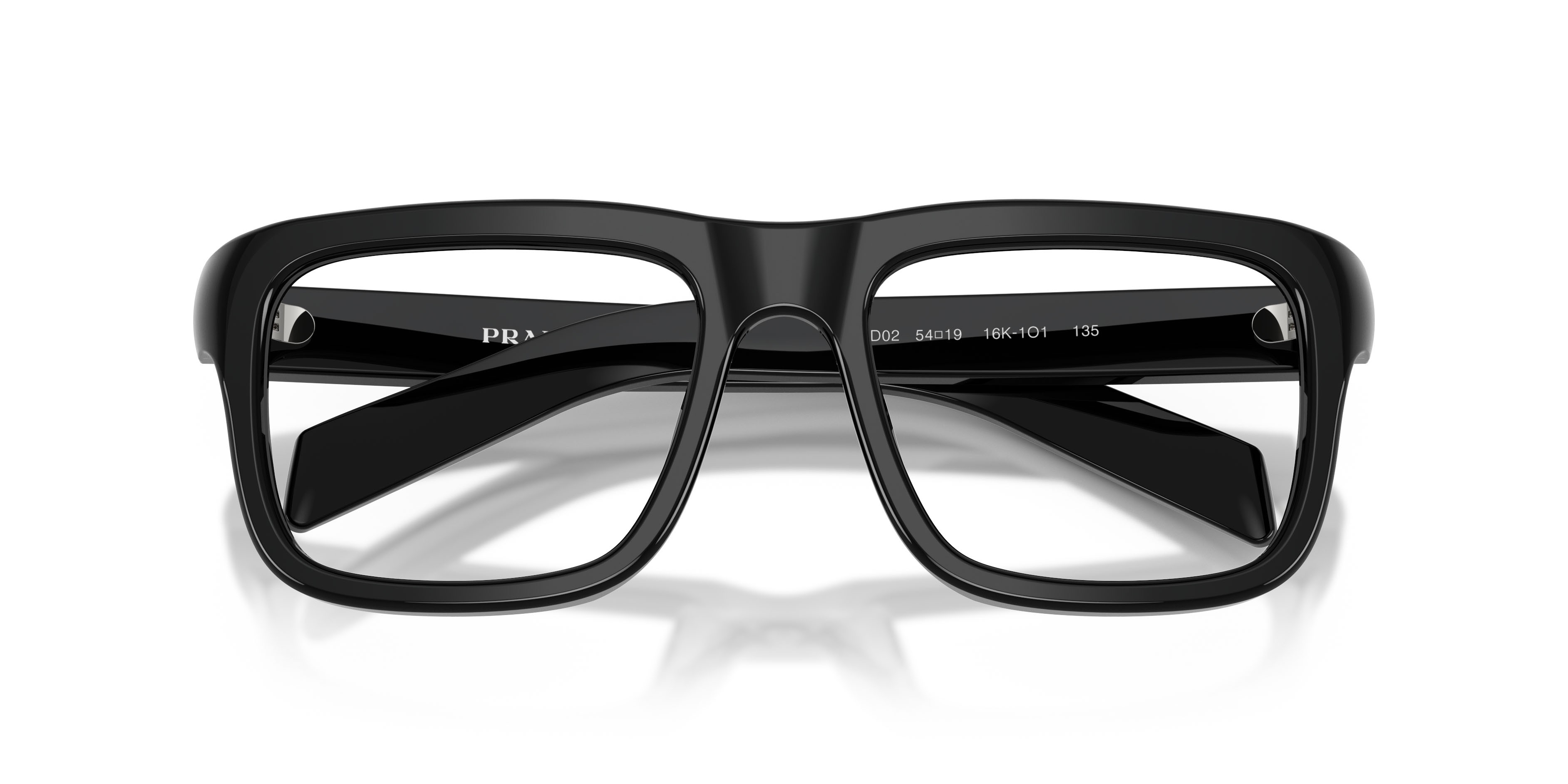 Eyeglasses Prada PR D02V (16K1O1) color nero shape rectangle lenses lente demo