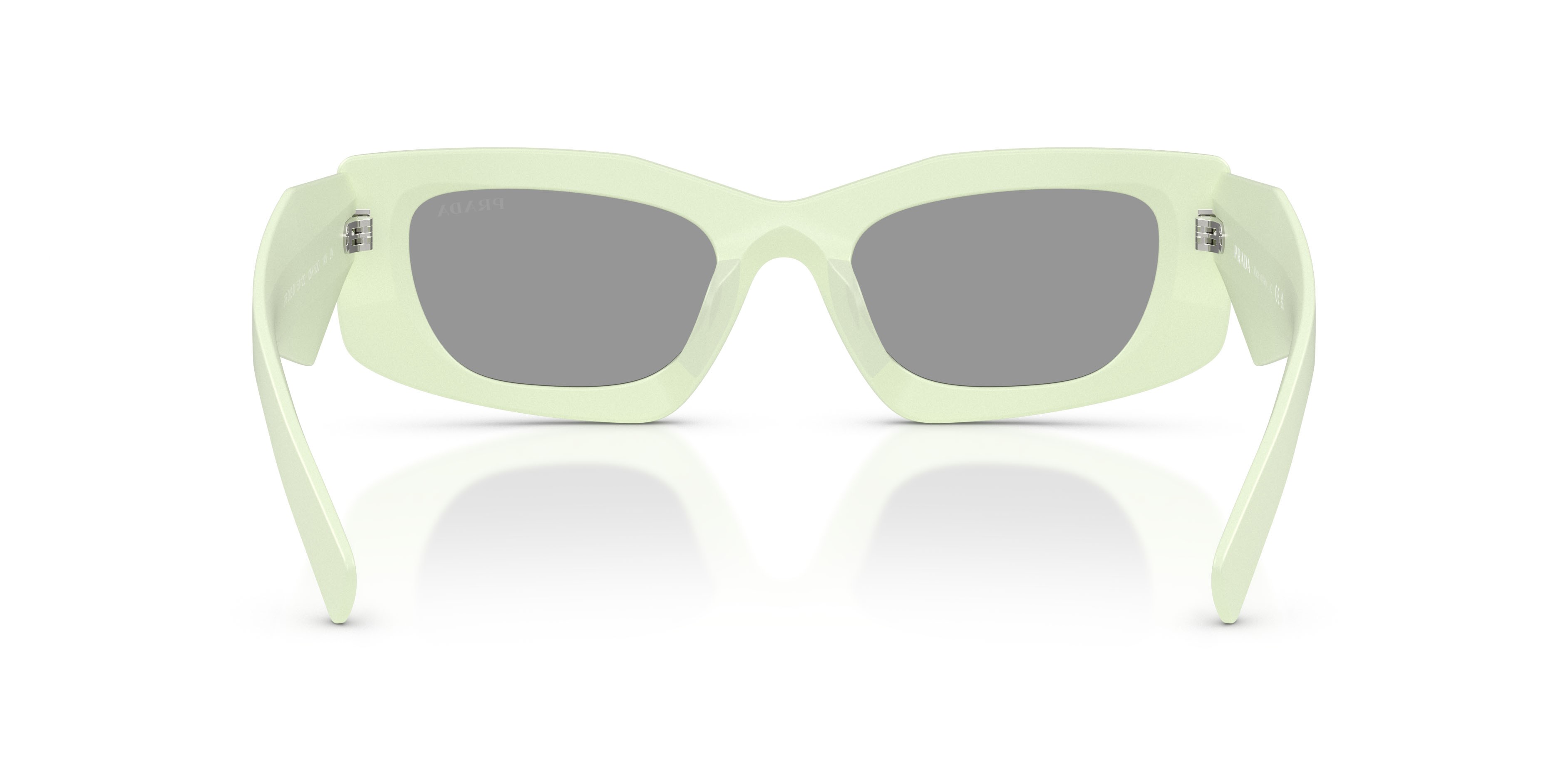 Occhiali da sole Prada PR D03SD (05K50Q) colore verde menta opaco forma rettangolare lenti grigio