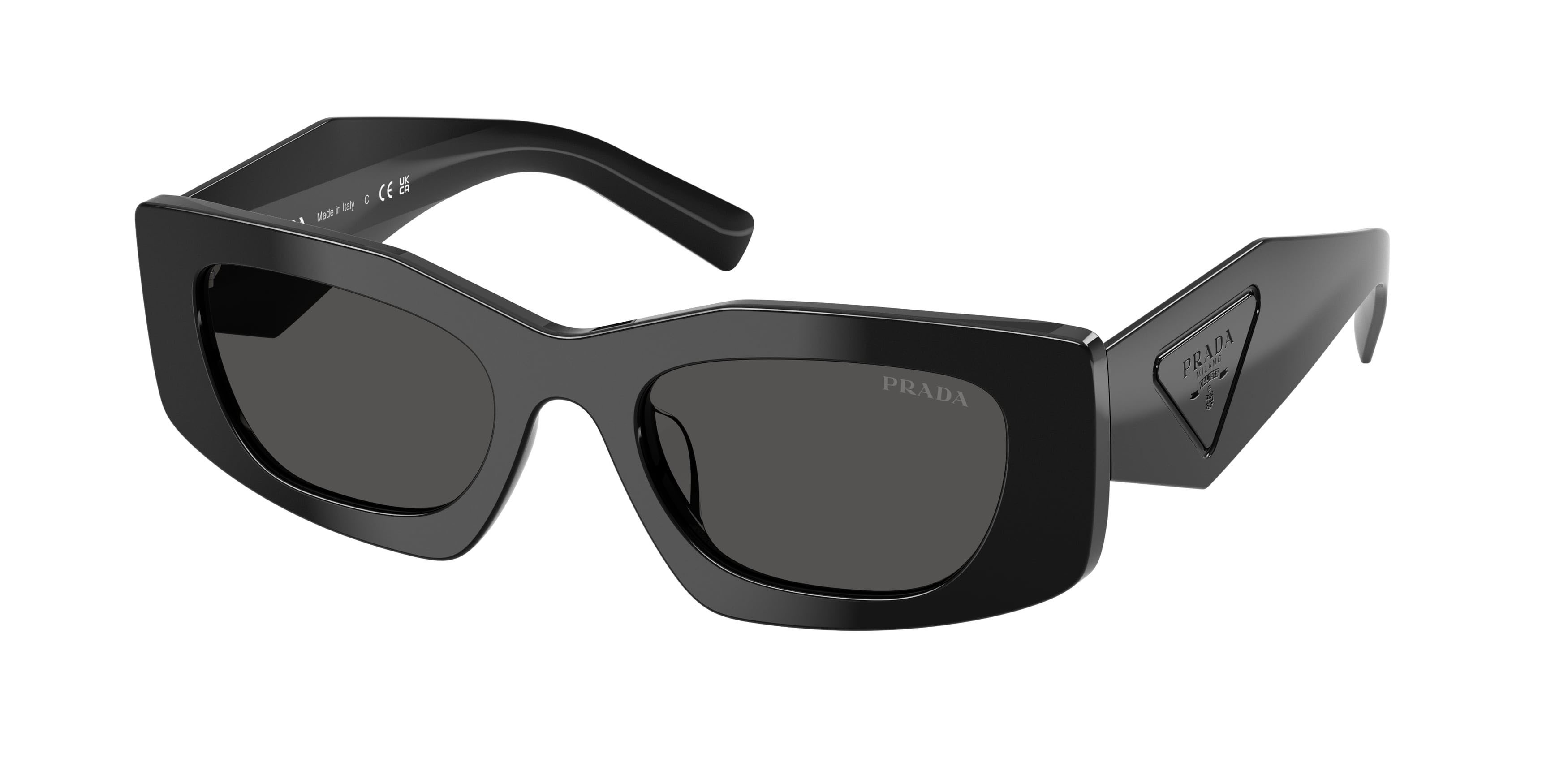 Sunglasses Prada PR D03SD (16K08Z) color nero shape rectangle lenses grigio scuro