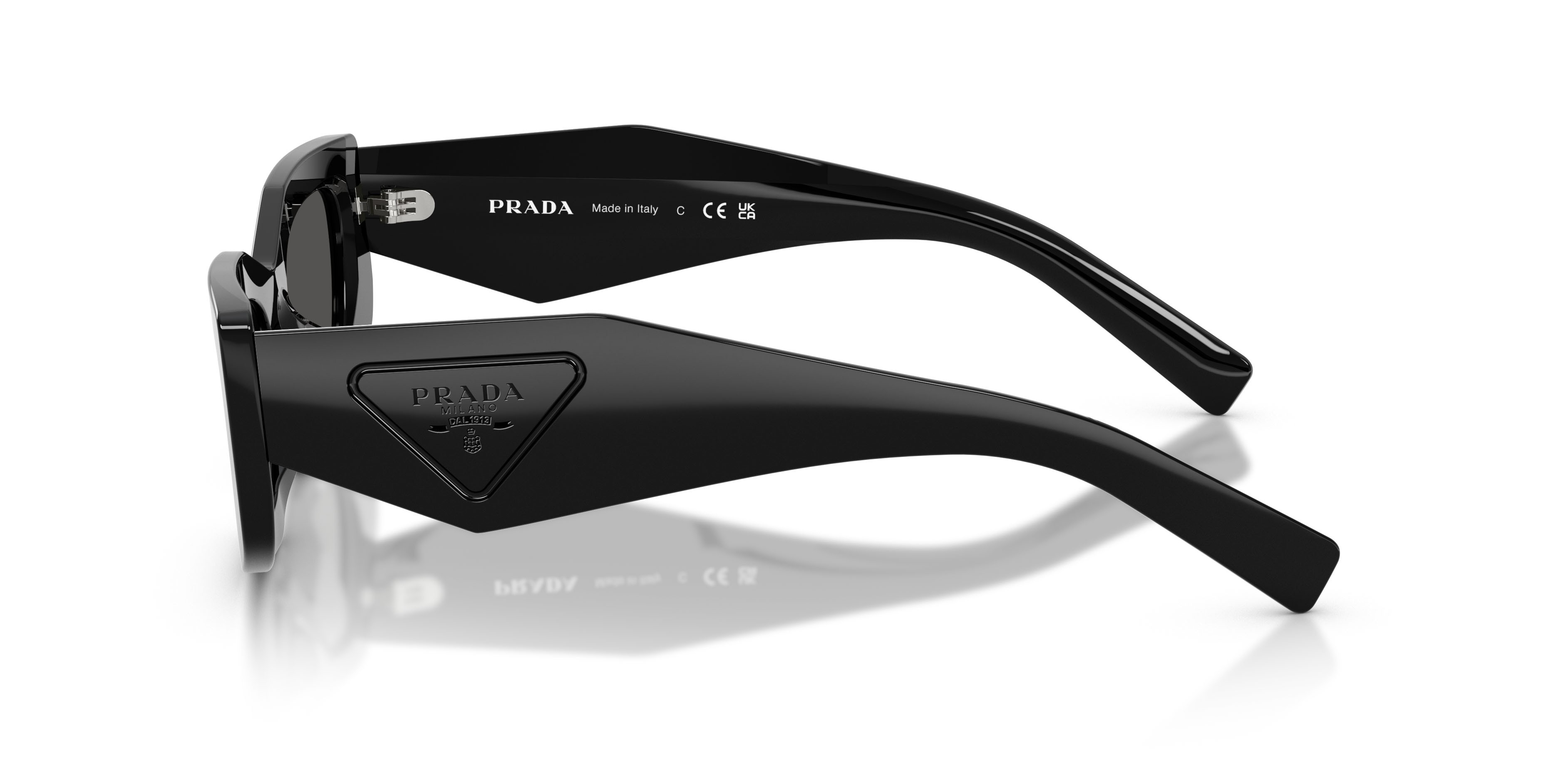 Sunglasses Prada PR D03SD (16K08Z) color nero shape rectangle lenses grigio scuro