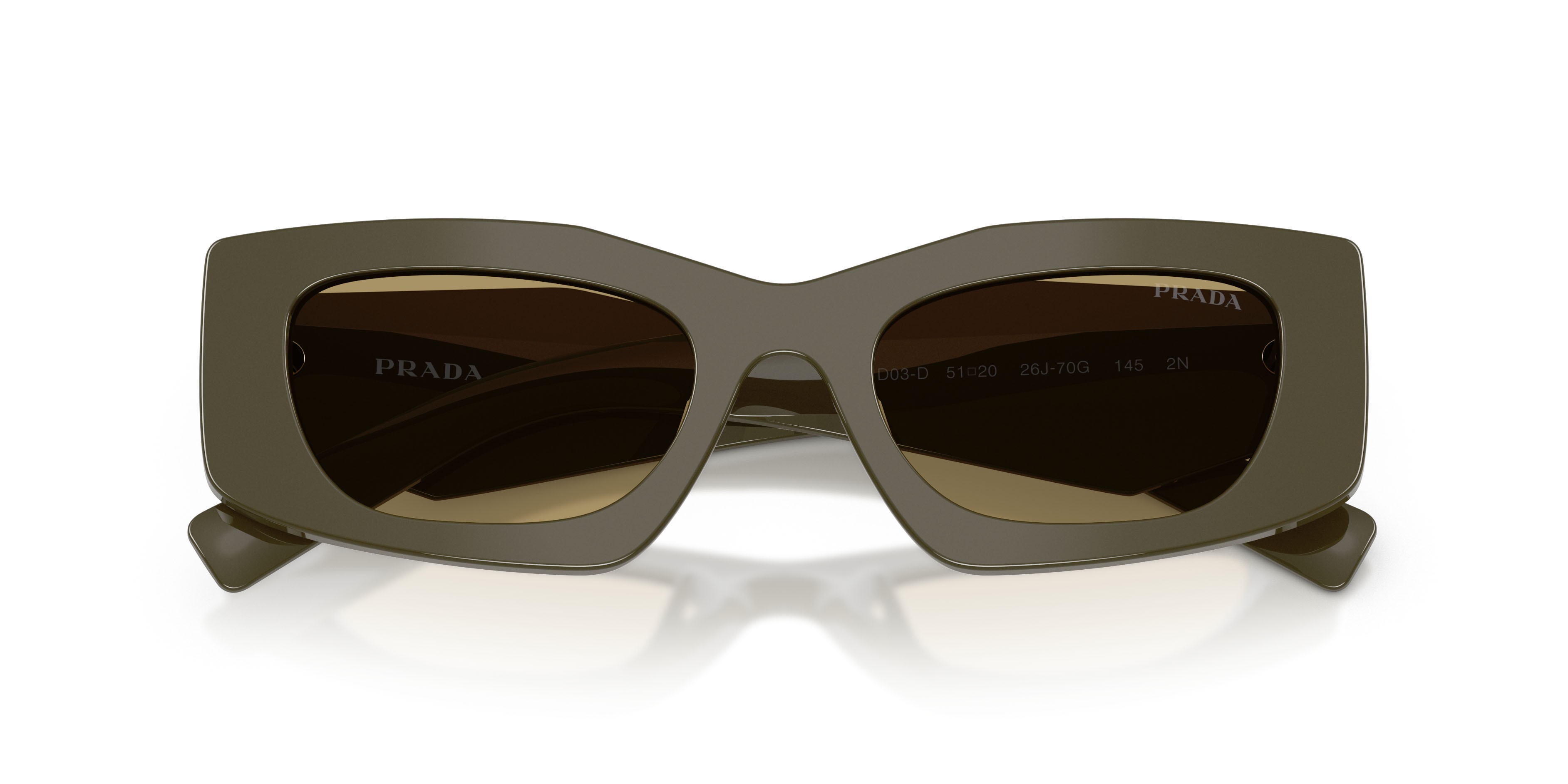 Sunglasses Prada PR D03SD (26J70G) color laurel shape rectangle lenses verde oliva