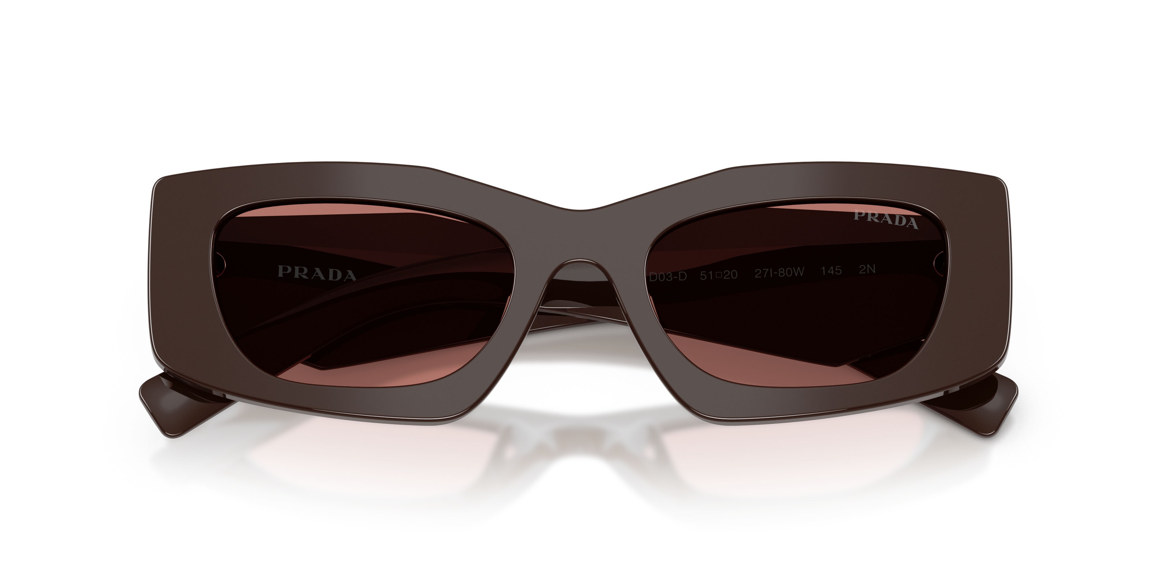 Occhiali da sole Prada PR D03SD (27I80W) colore cigar forma rettangolare lenti bordeaux