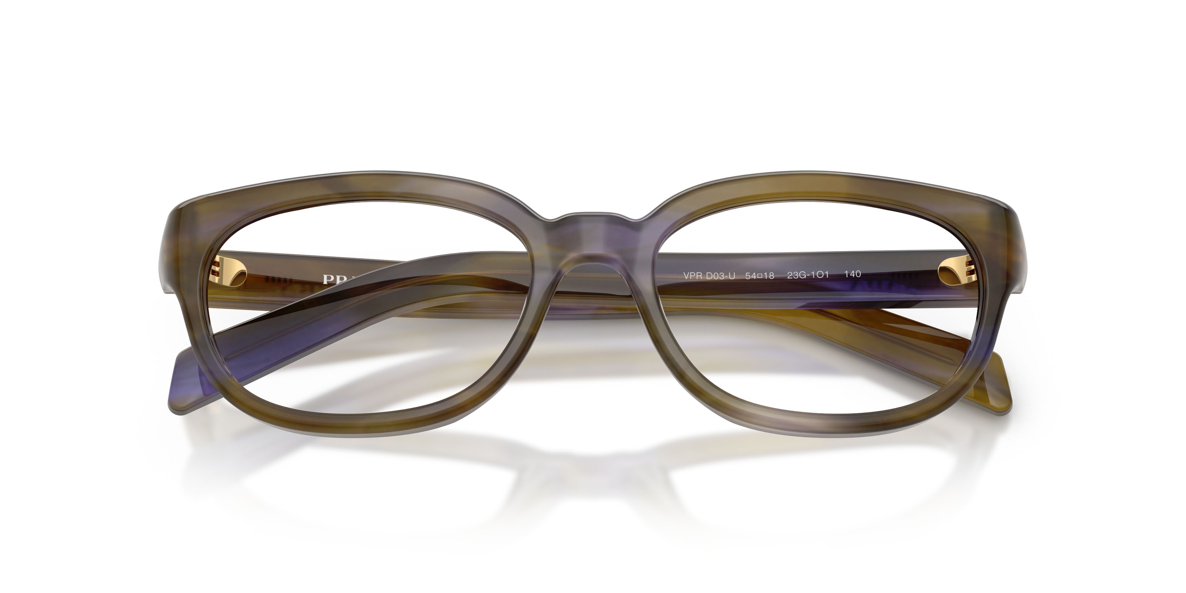 Eyeglasses Prada PR D03VU (23G1O1) color havana laguna shape pantos lenses lente demo
