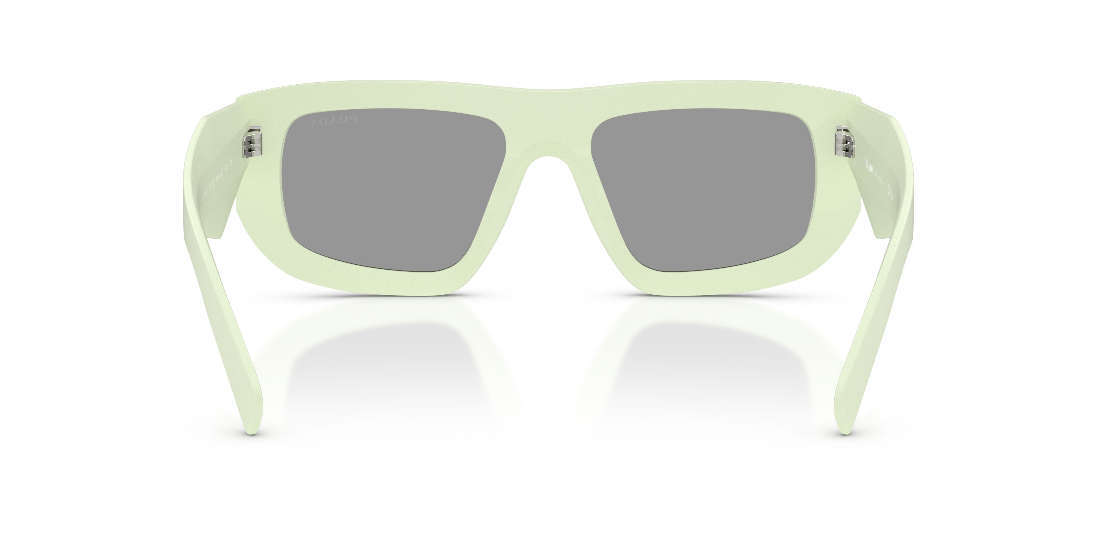 Sunglasses Prada PR D04SU (05K50Q) color verde menta opaco shape irregular lenses grigio