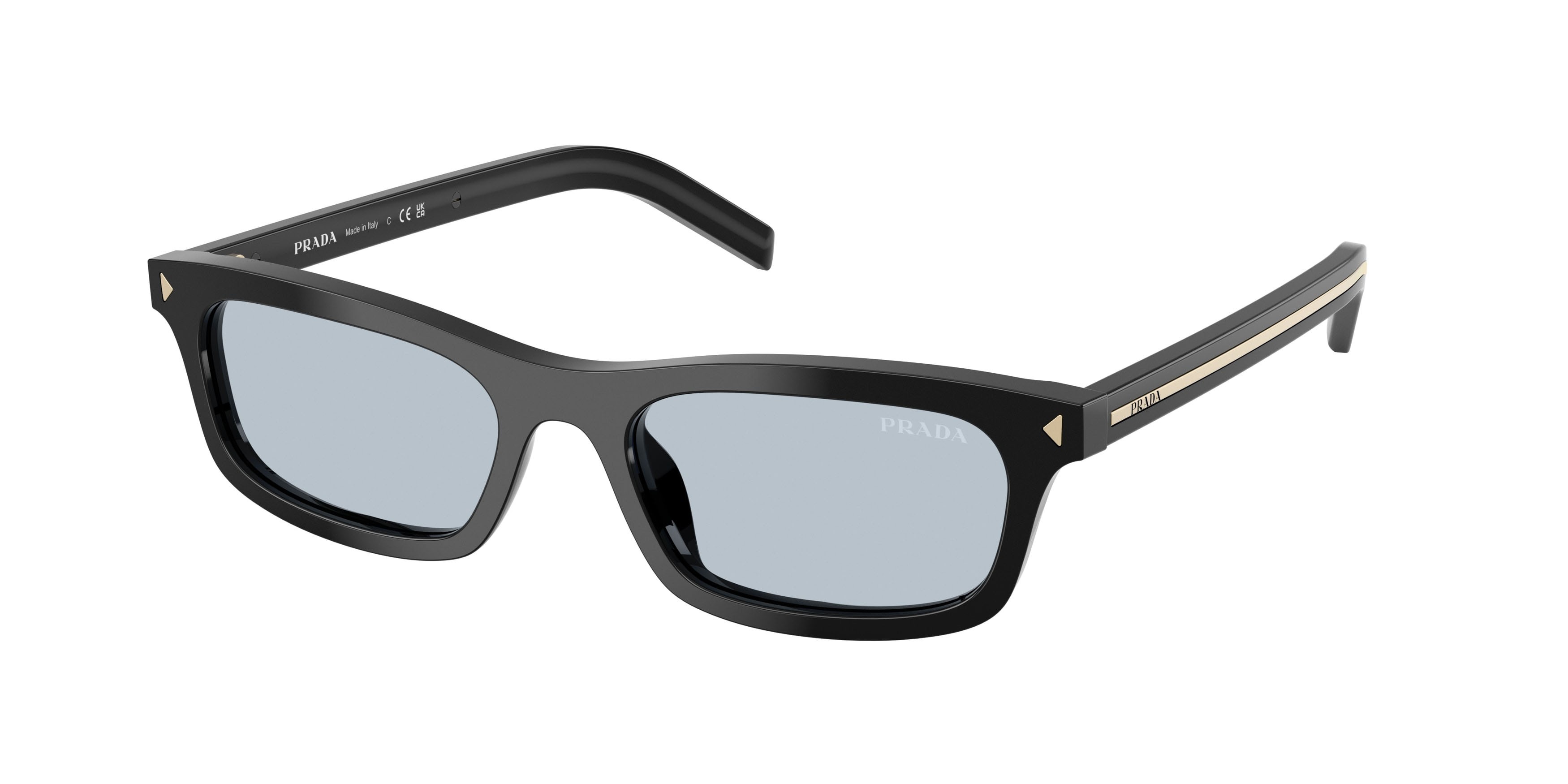 Sunglasses Prada PR D05S (16K30W) color nero shape square lenses blu/grigio