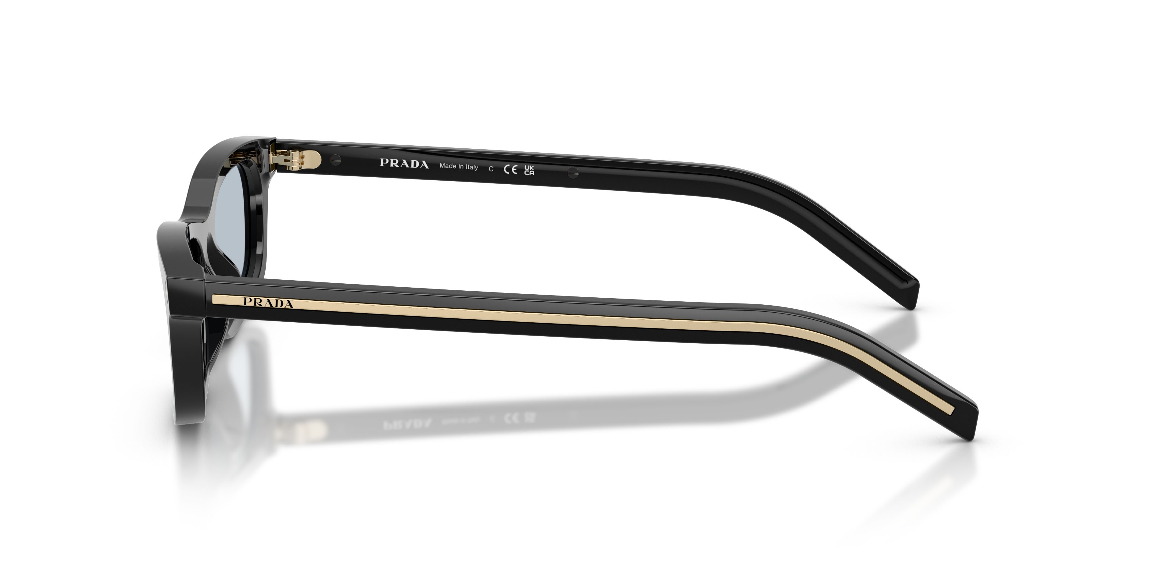 Sunglasses Prada PR D05S (16K30W) color nero shape square lenses blu/grigio