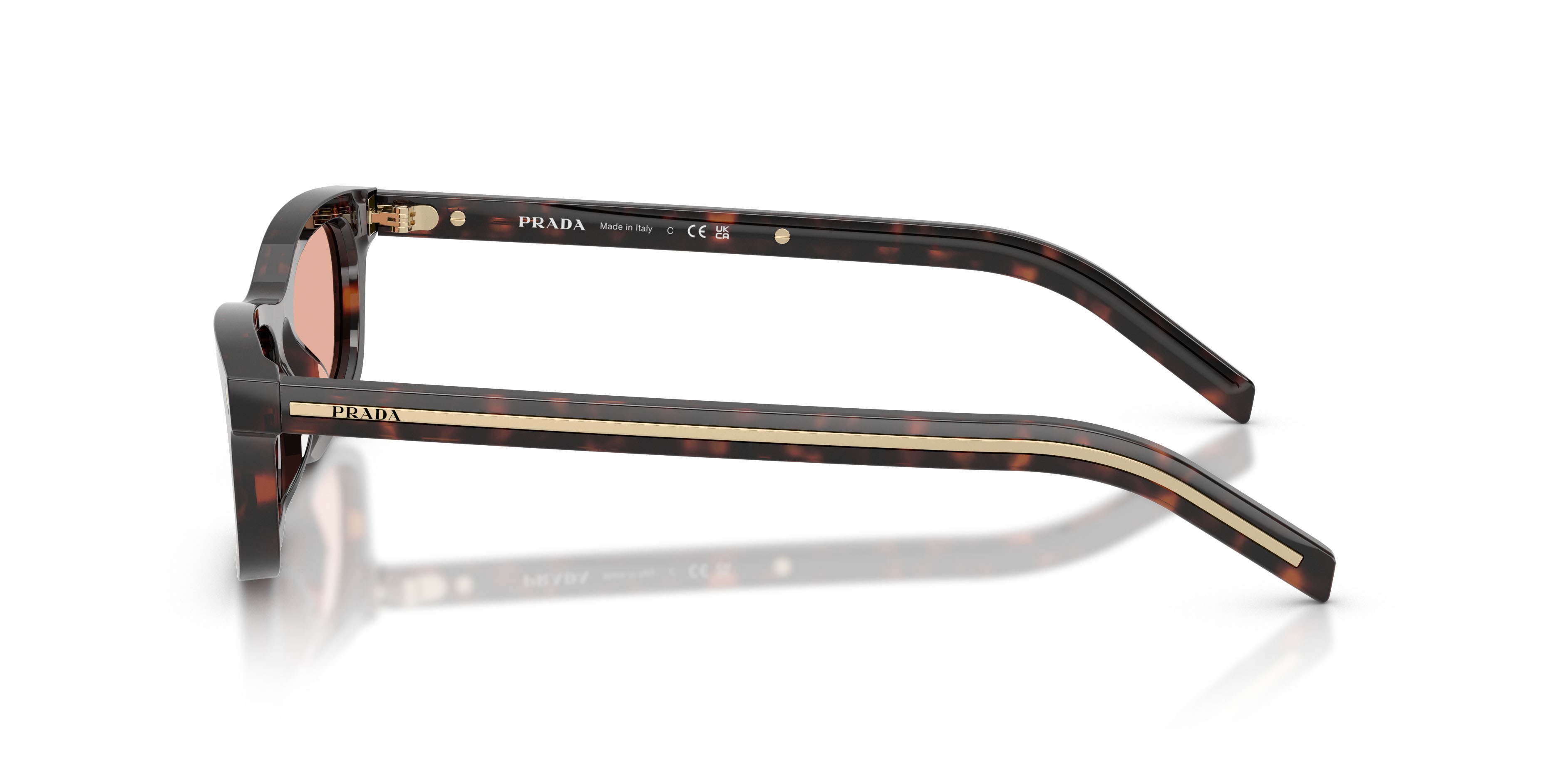 Occhiali da sole Prada PR D05S (17N50W) colore root tartarugato forma quadrato lenti rosa