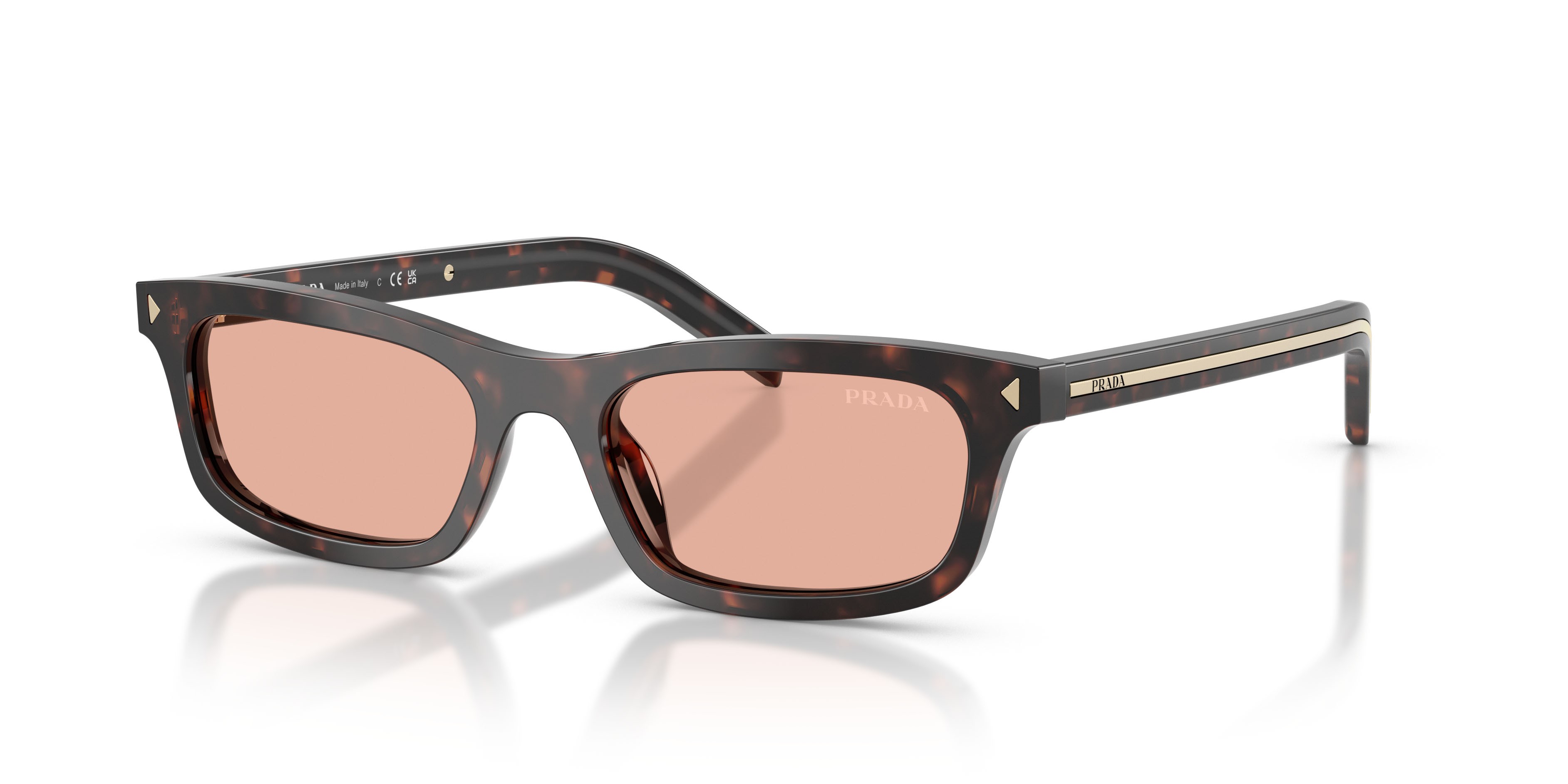 Occhiali da sole Prada PR D05S (17N50W) colore root tartarugato forma quadrato lenti rosa
