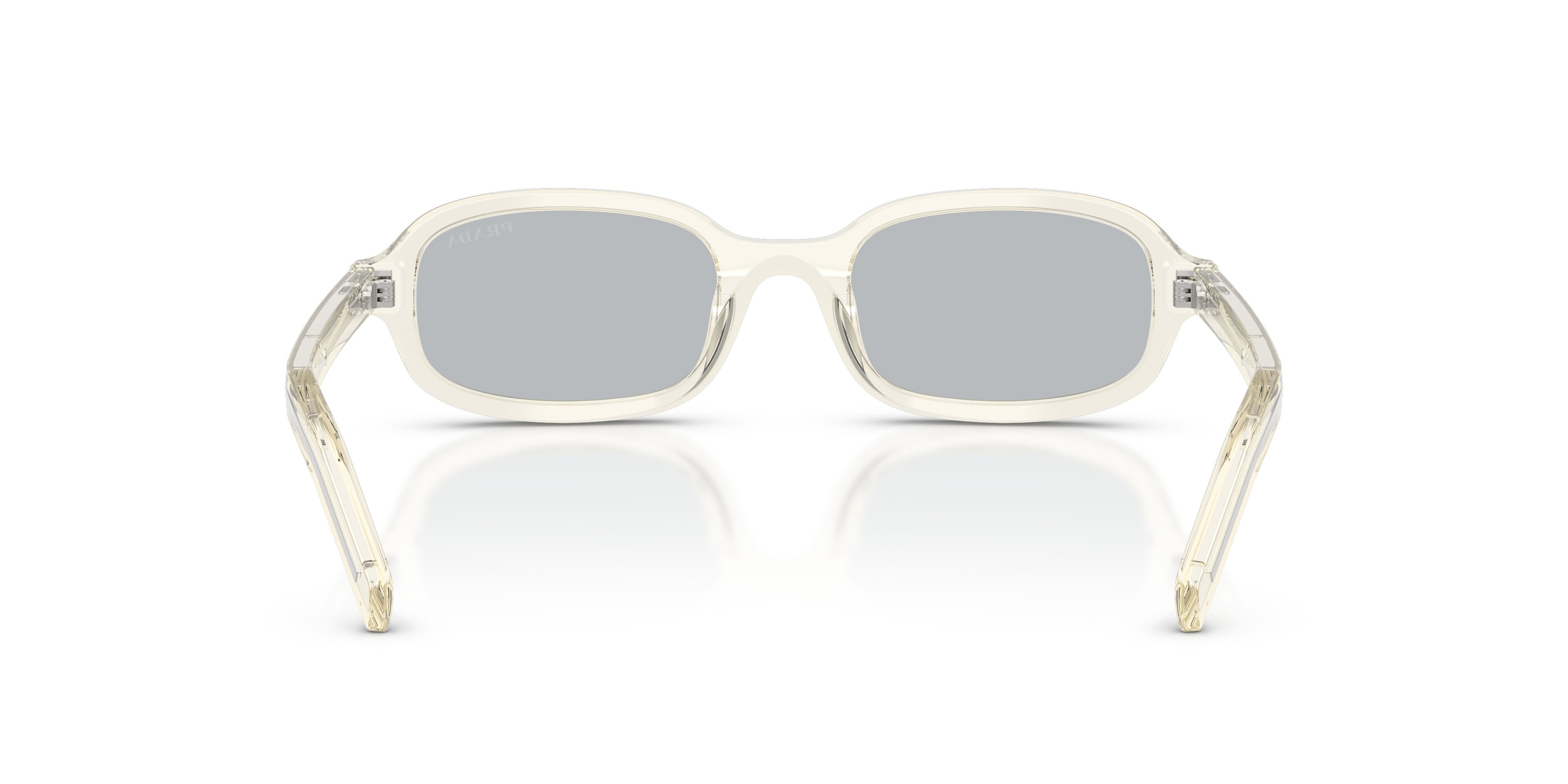 Occhiali da sole Prada PR D06S (12X40W) colore champagne trasparente forma ovale lenti grigio chiaro