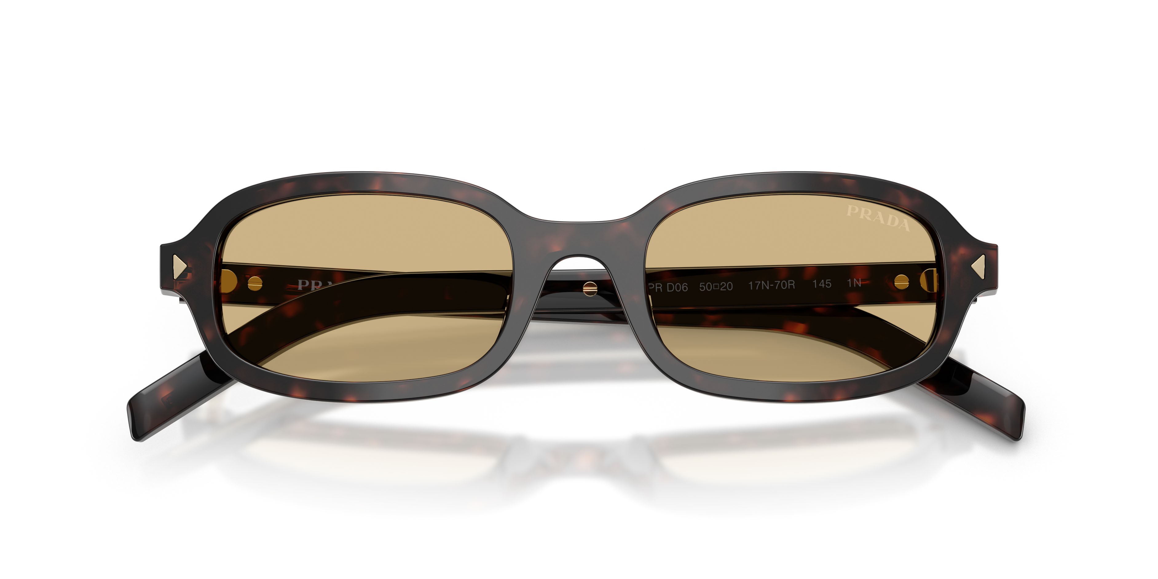 Sunglasses Prada PR D06S (17N70R) color root tartarugato shape oval lenses marrone chiaro
