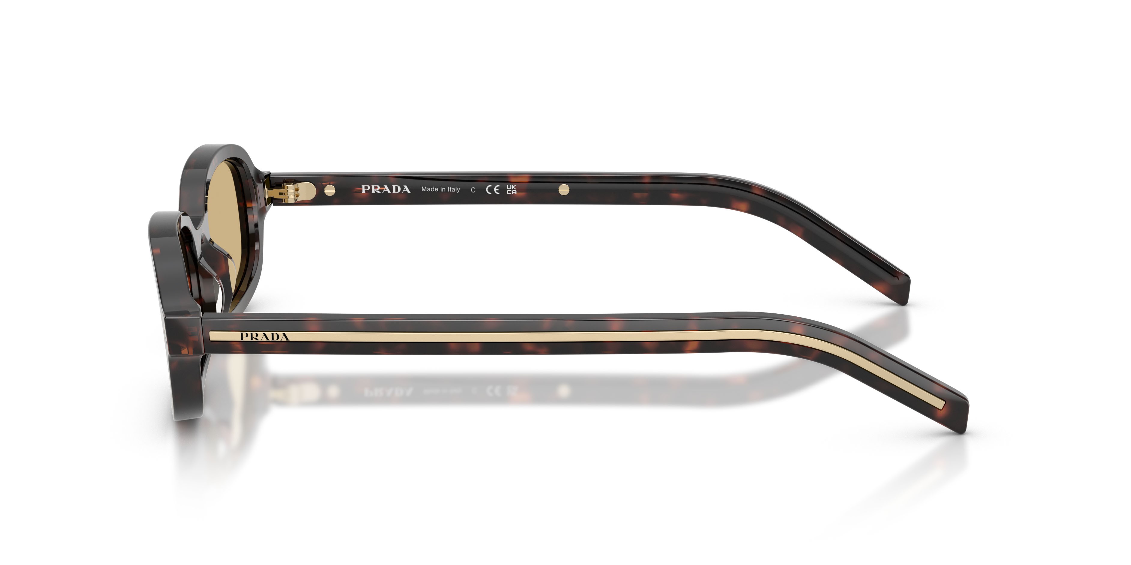 Sunglasses Prada PR D06S (17N70R) color root tartarugato shape oval lenses marrone chiaro