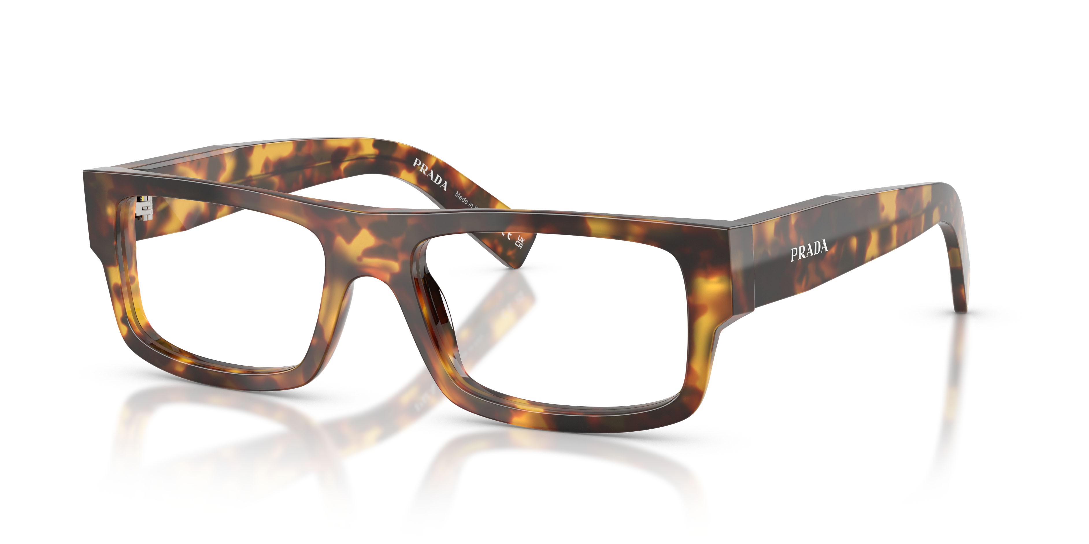 Eyeglasses Prada PR D06V (14L1O1) color havana miele shape rectangle lenses lente demo