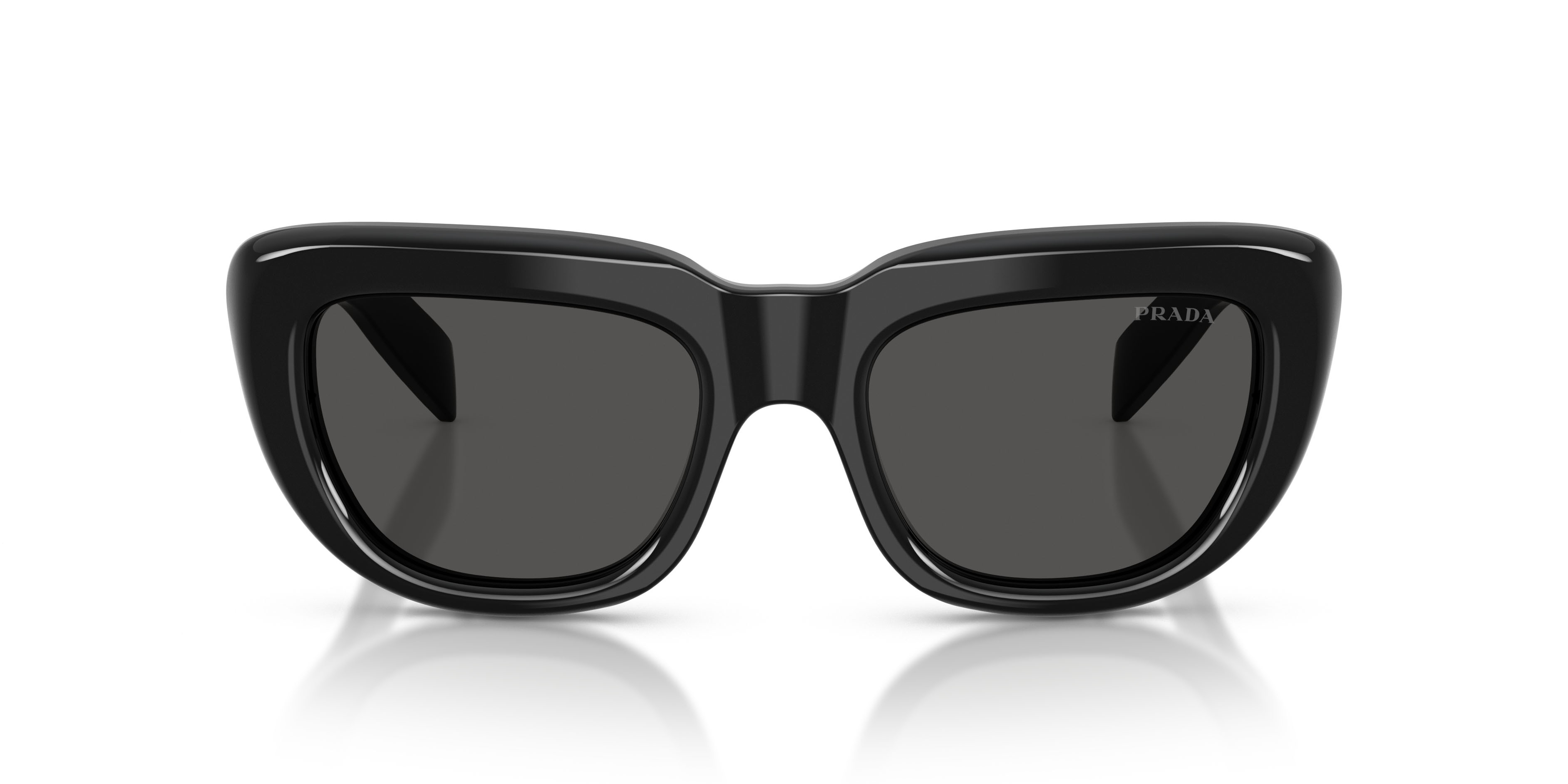 Sunglasses Prada PR D07S (16K08Z) color nero shape rectangle lenses grigio scuro
