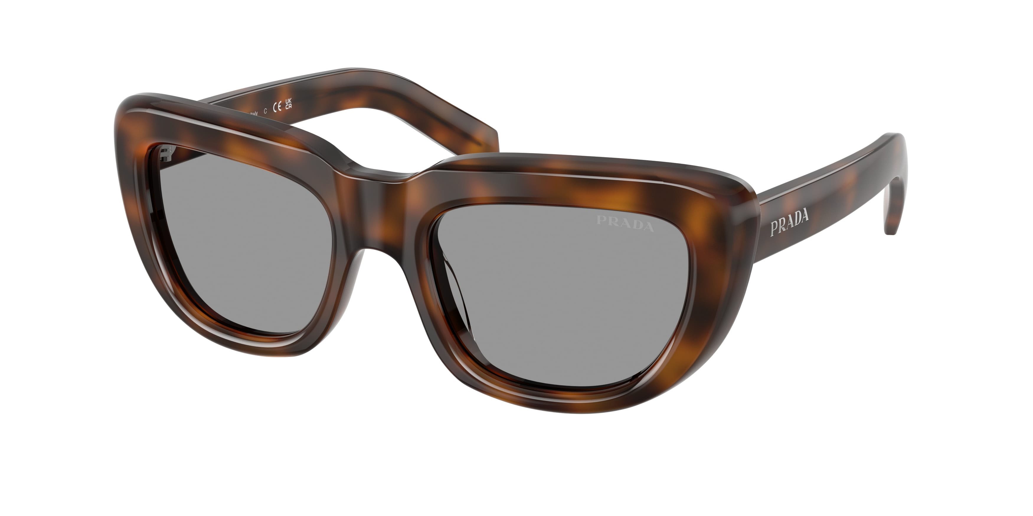 Sunglasses Prada PR D07S (20D50Q) color juniper tartarugato shape rectangle lenses grigio