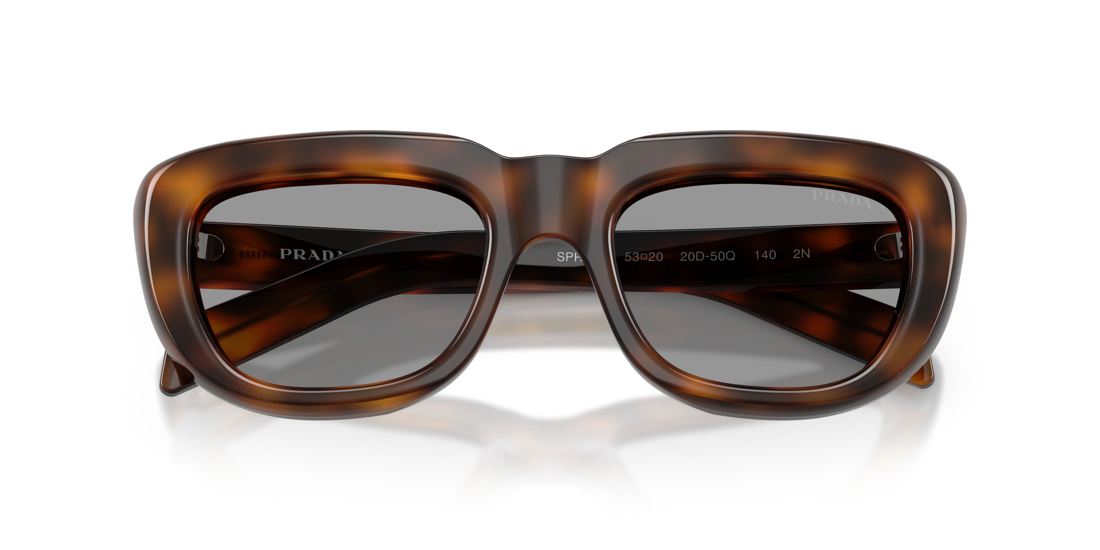 Sunglasses Prada PR D07S (20D50Q) color juniper tartarugato shape rectangle lenses grigio