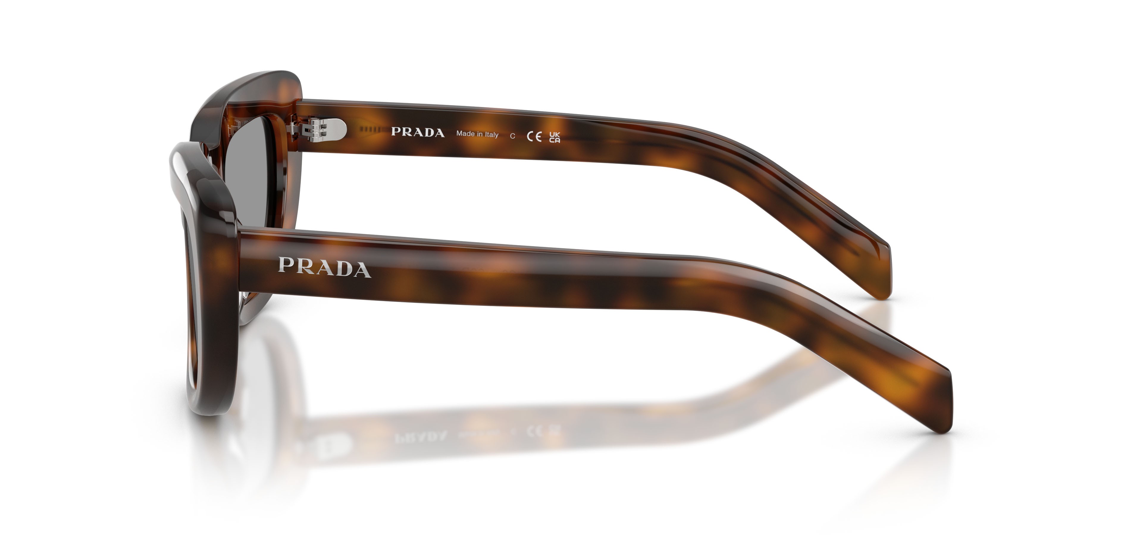 Sunglasses Prada PR D07S (20D50Q) color juniper tartarugato shape rectangle lenses grigio