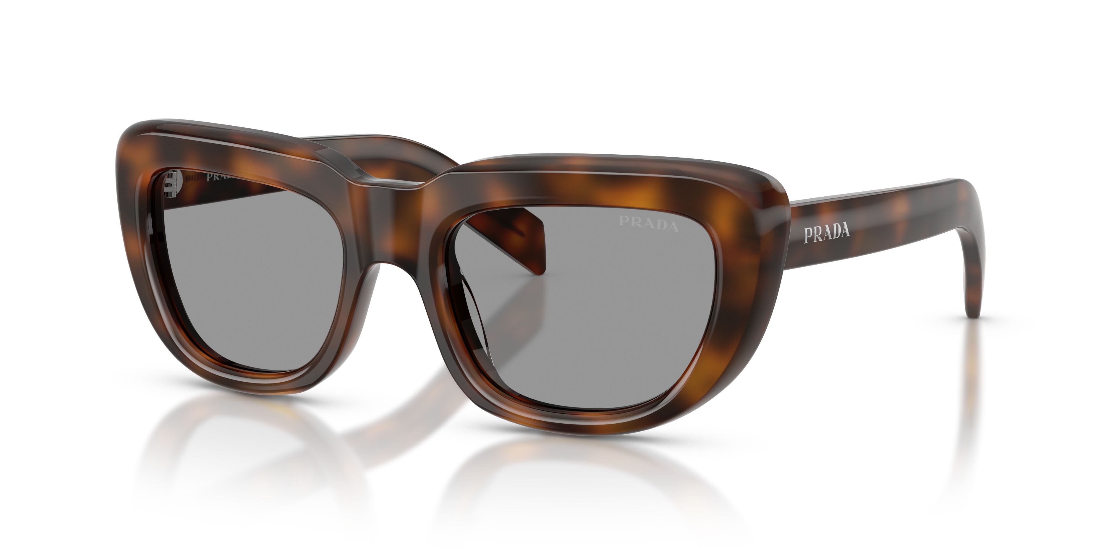 Sunglasses Prada PR D07S (20D50Q) color juniper tartarugato shape rectangle lenses grigio