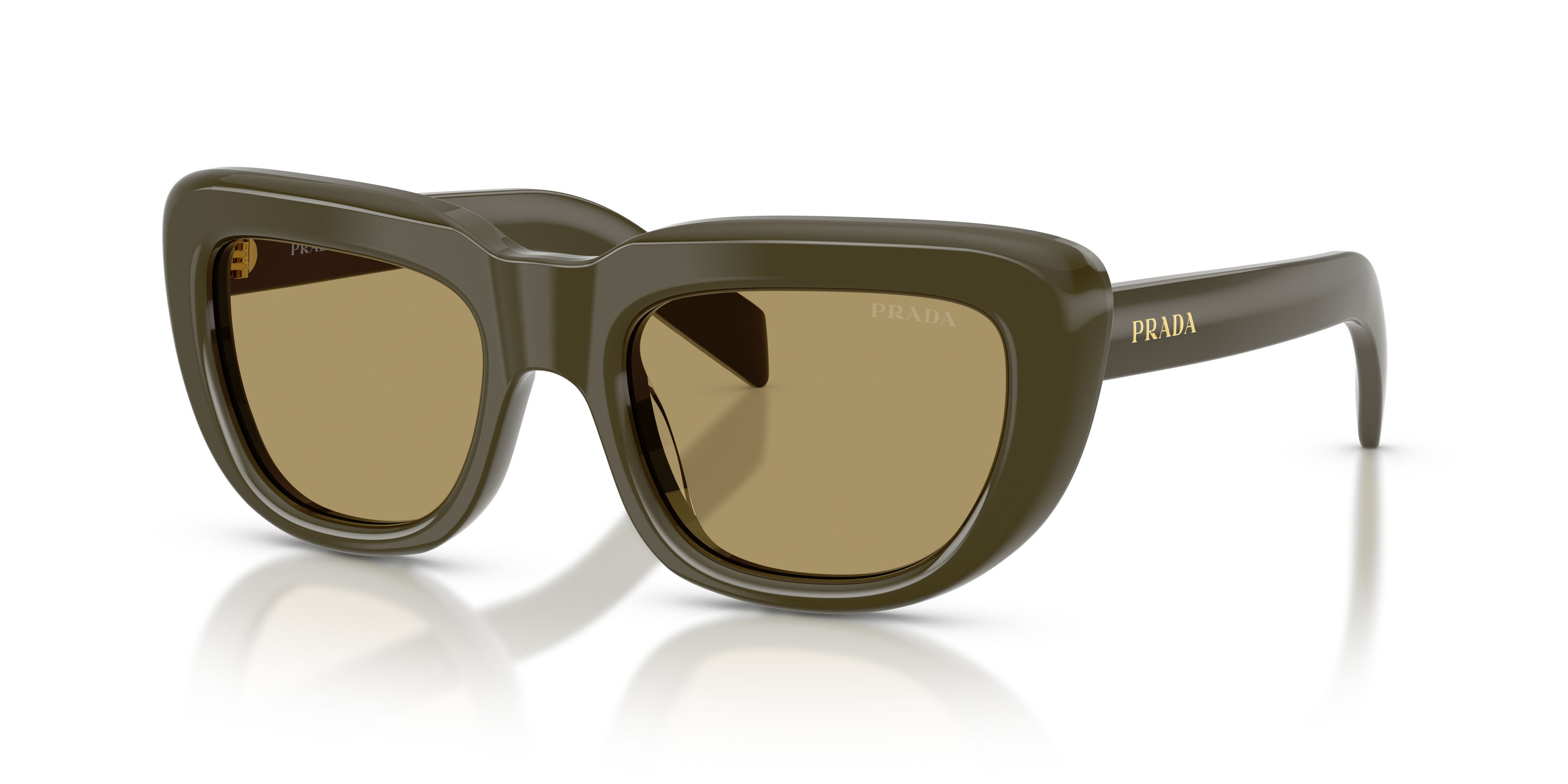 Sunglasses Prada PR D07S (26J70G) color laurel shape rectangle lenses verde oliva