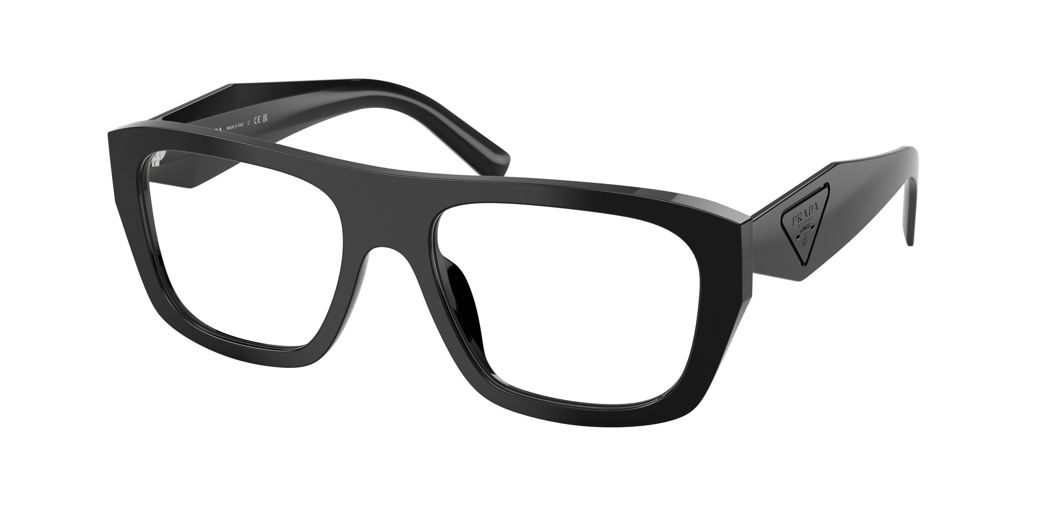 Eyeglasses Prada PR D07VU (16K1O1) color nero shape rectangle lenses lente demo