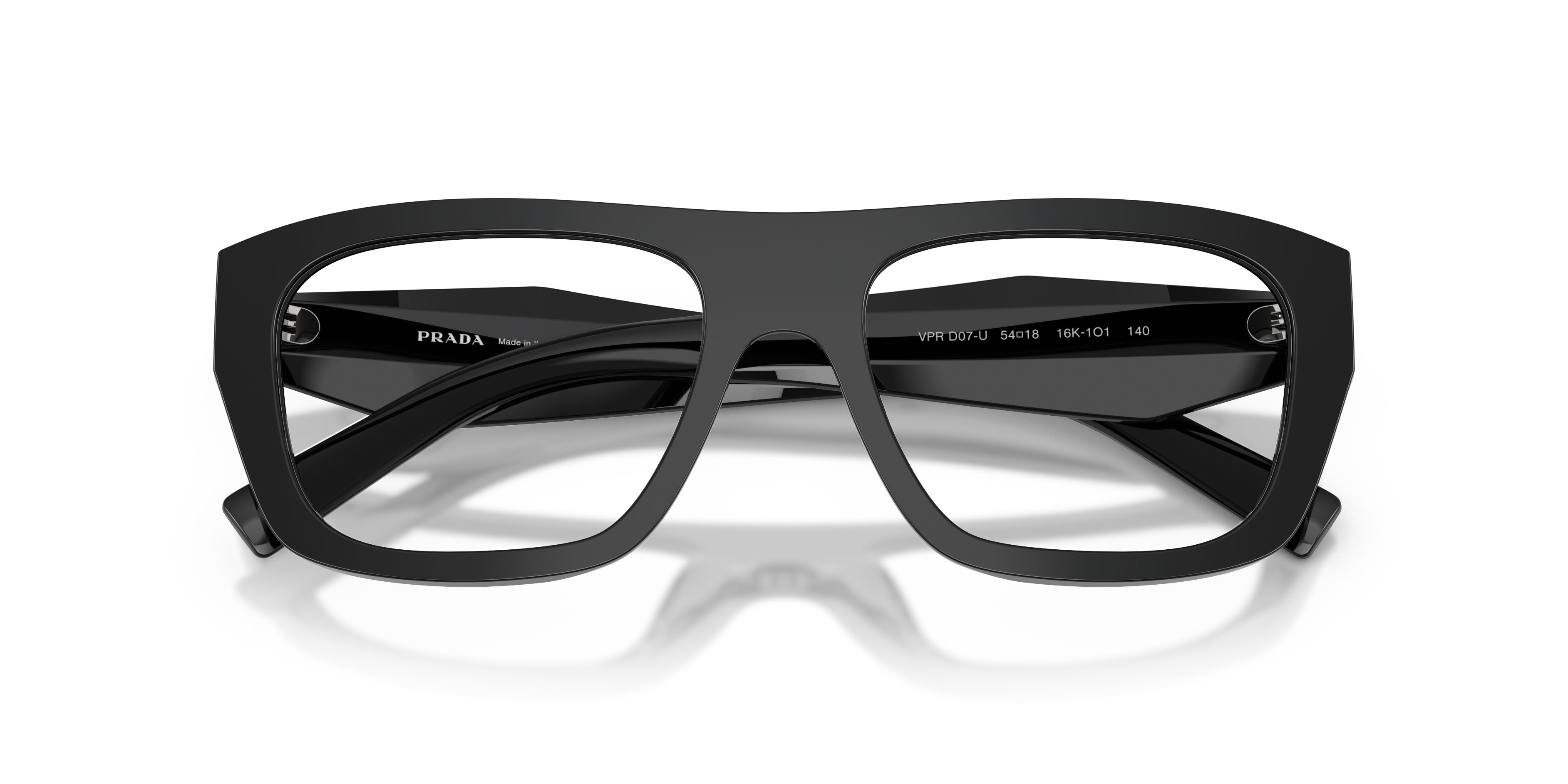 Eyeglasses Prada PR D07VU (16K1O1) color nero shape rectangle lenses lente demo