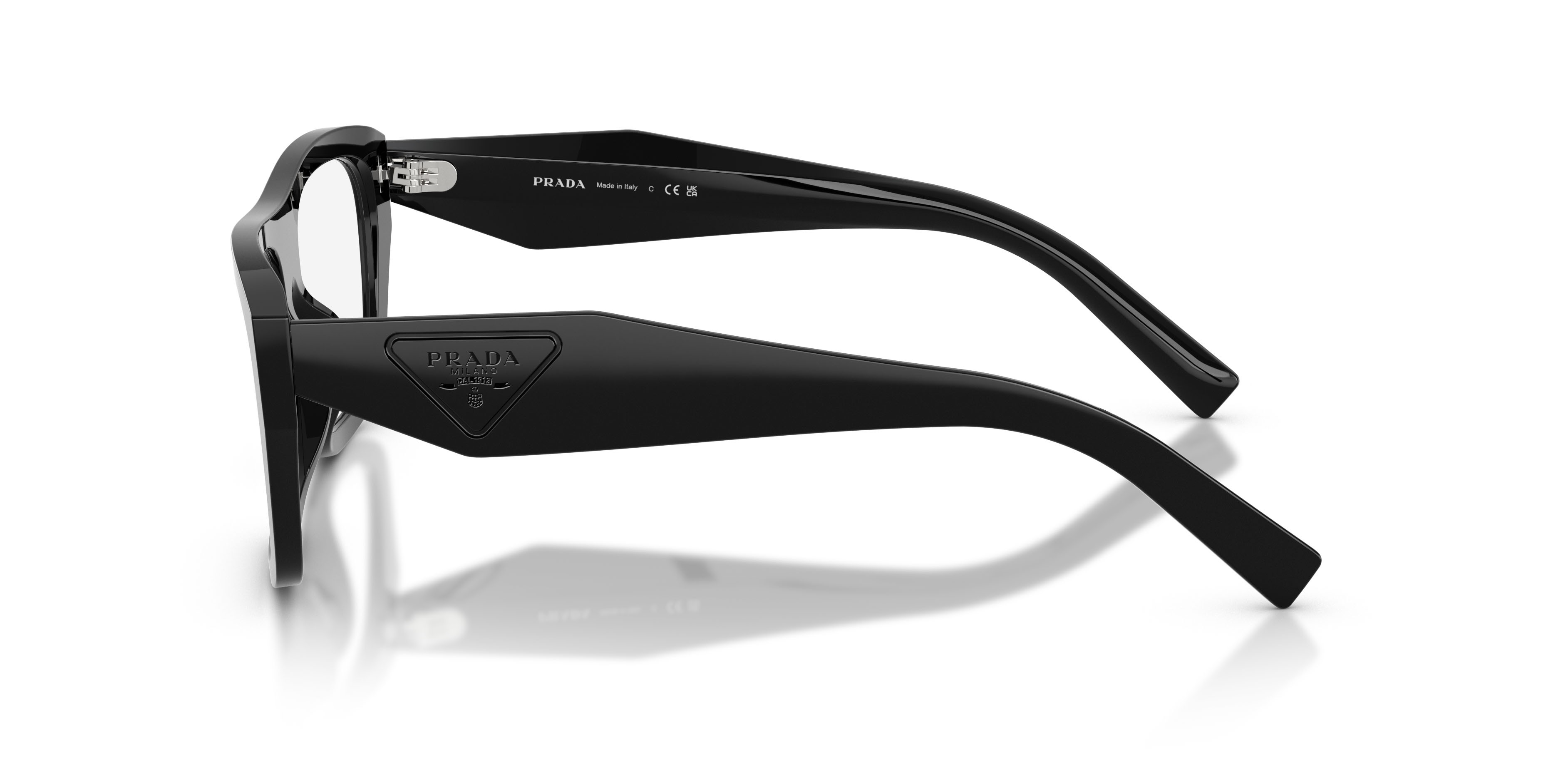 Eyeglasses Prada PR D07VU (16K1O1) color nero shape rectangle lenses lente demo