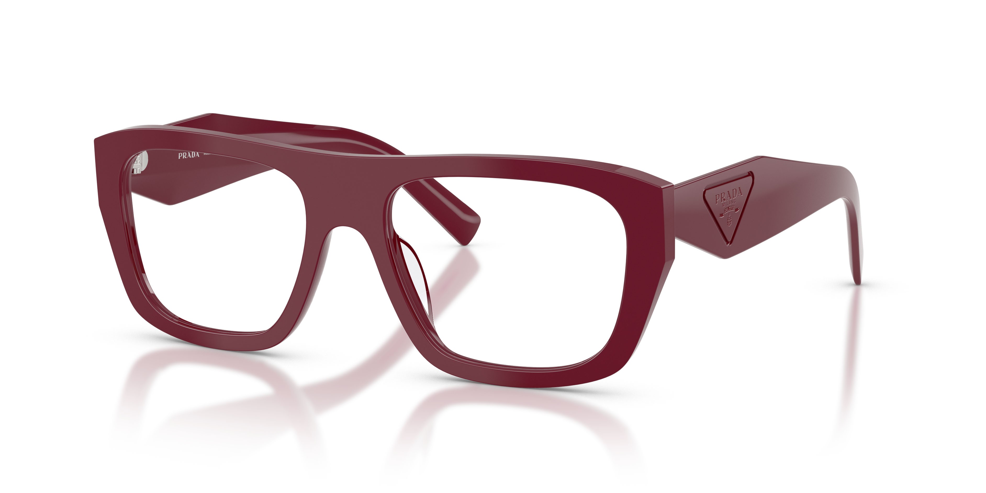 Eyeglasses Prada PR D07VU (23L1O1) color marrone shape rectangle lenses lente demo