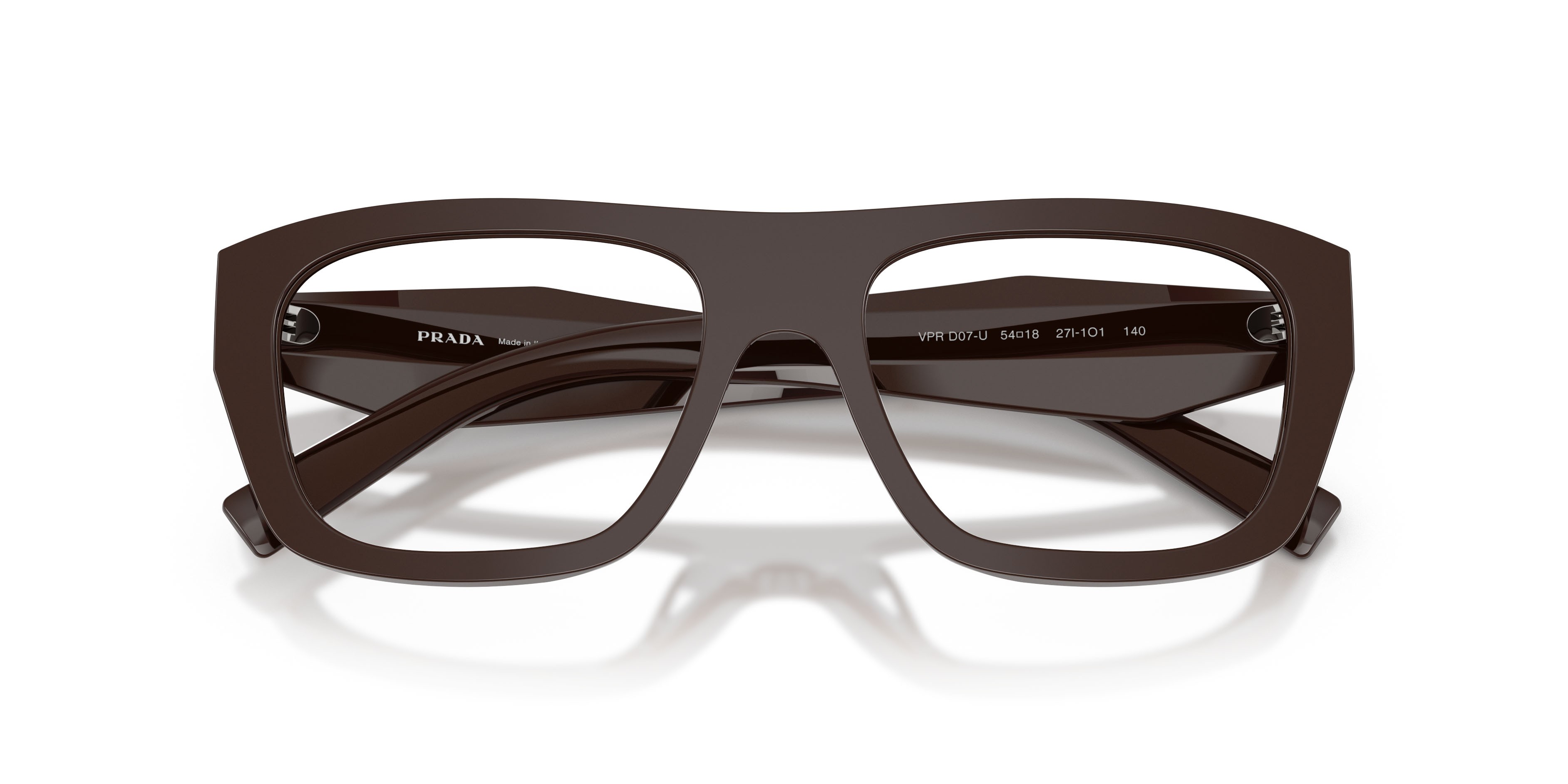 Eyeglasses Prada PR D07VU (27I1O1) color cigar shape rectangle lenses lente demo