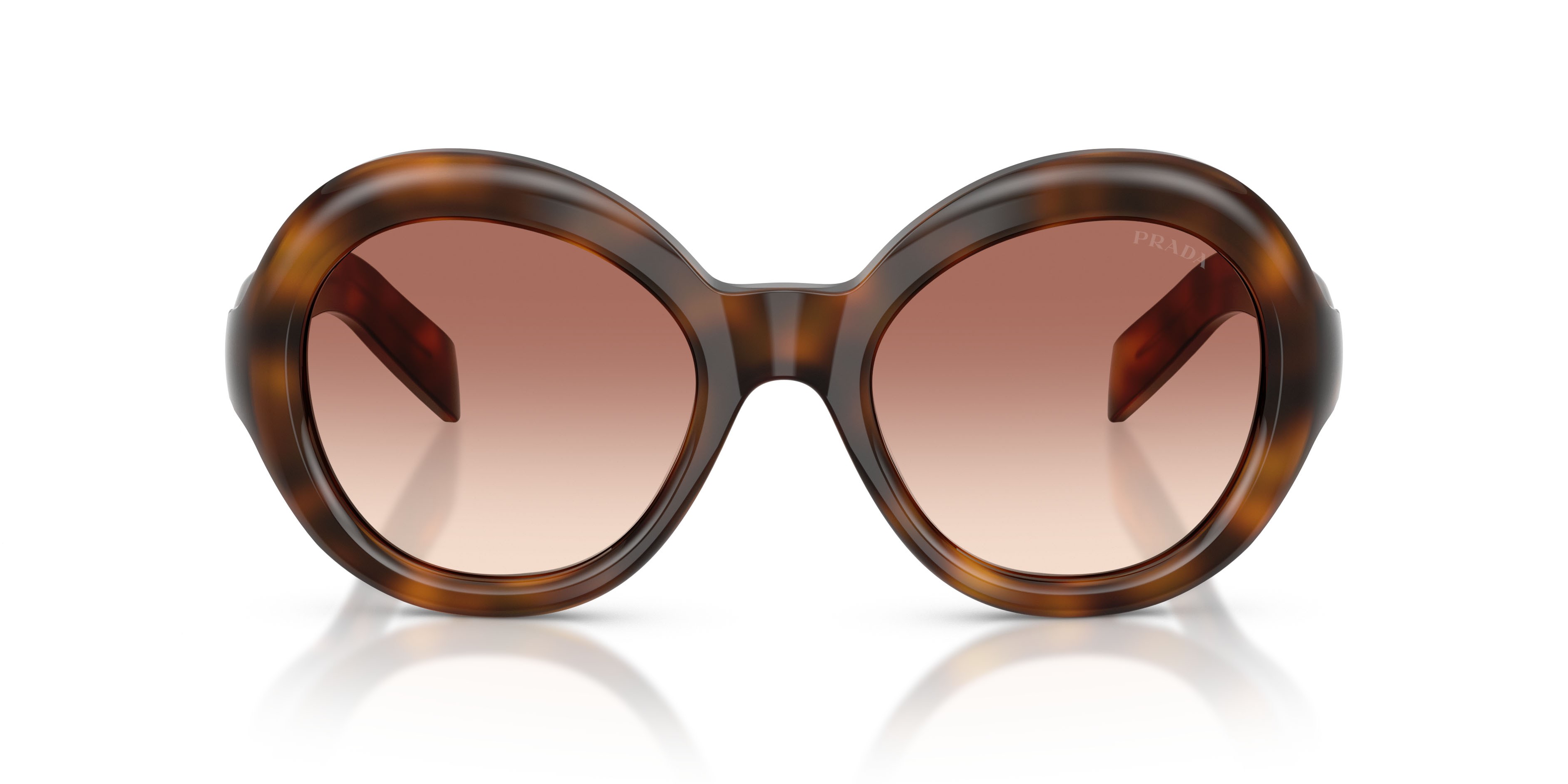 Sunglasses Prada PR D08SU (20D70X) color juniper tartarugato shape round lenses light brown gradient bordeaux