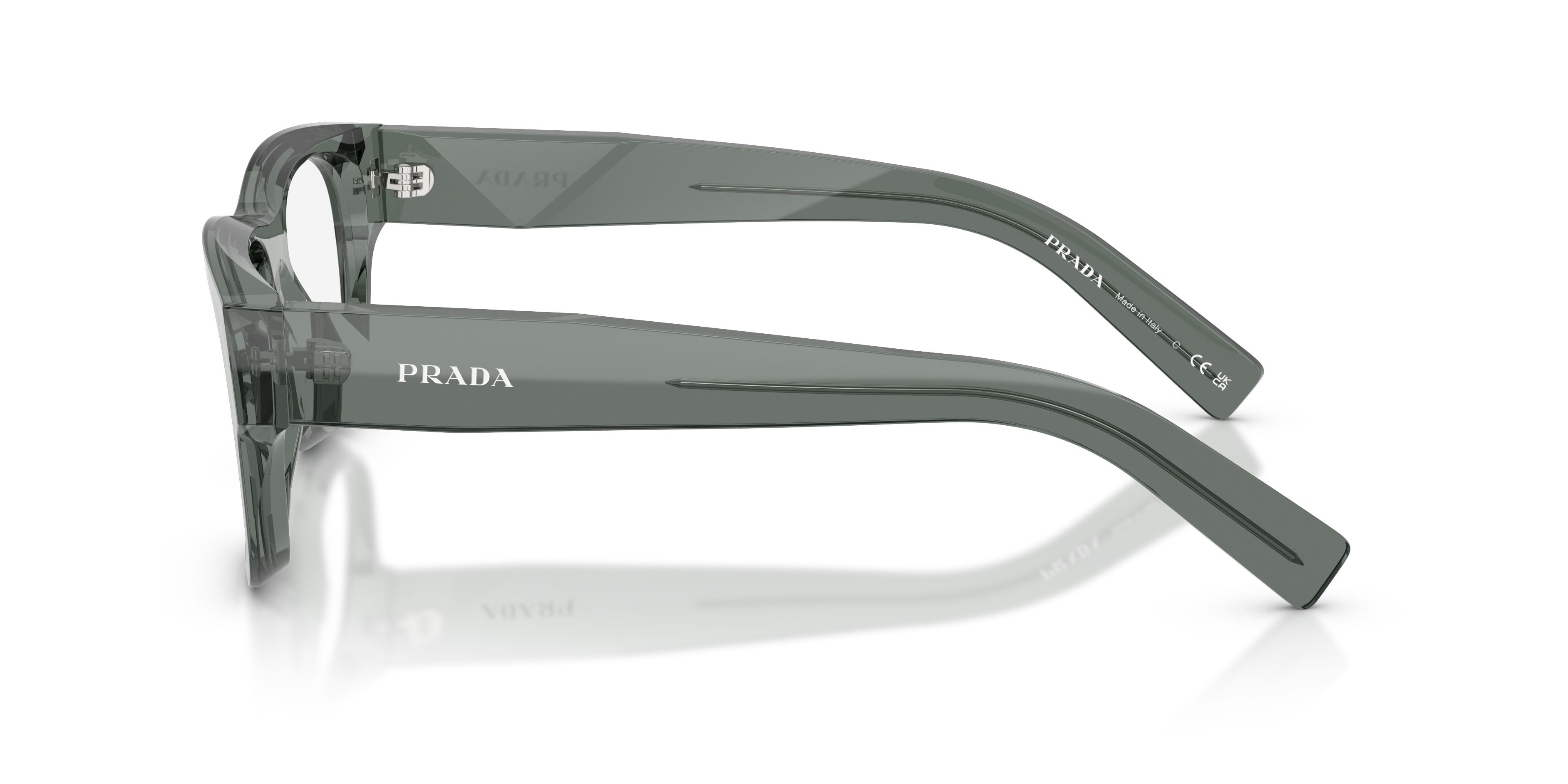 Eyeglasses Prada PR D08VU (21J1O1) color grigio trasparente shape square lenses lente demo