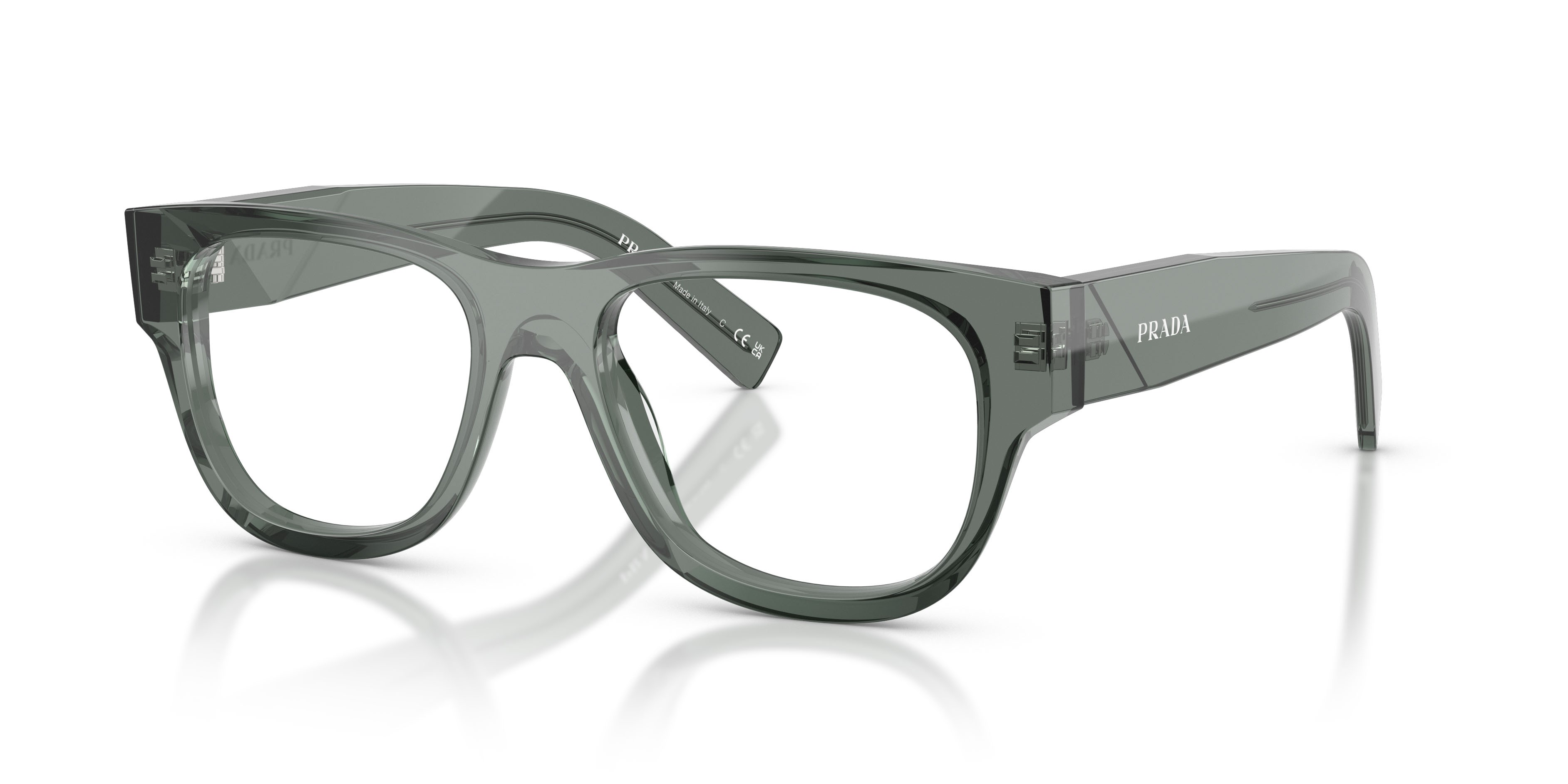 Eyeglasses Prada PR D08VU (21J1O1) color grigio trasparente shape square lenses lente demo