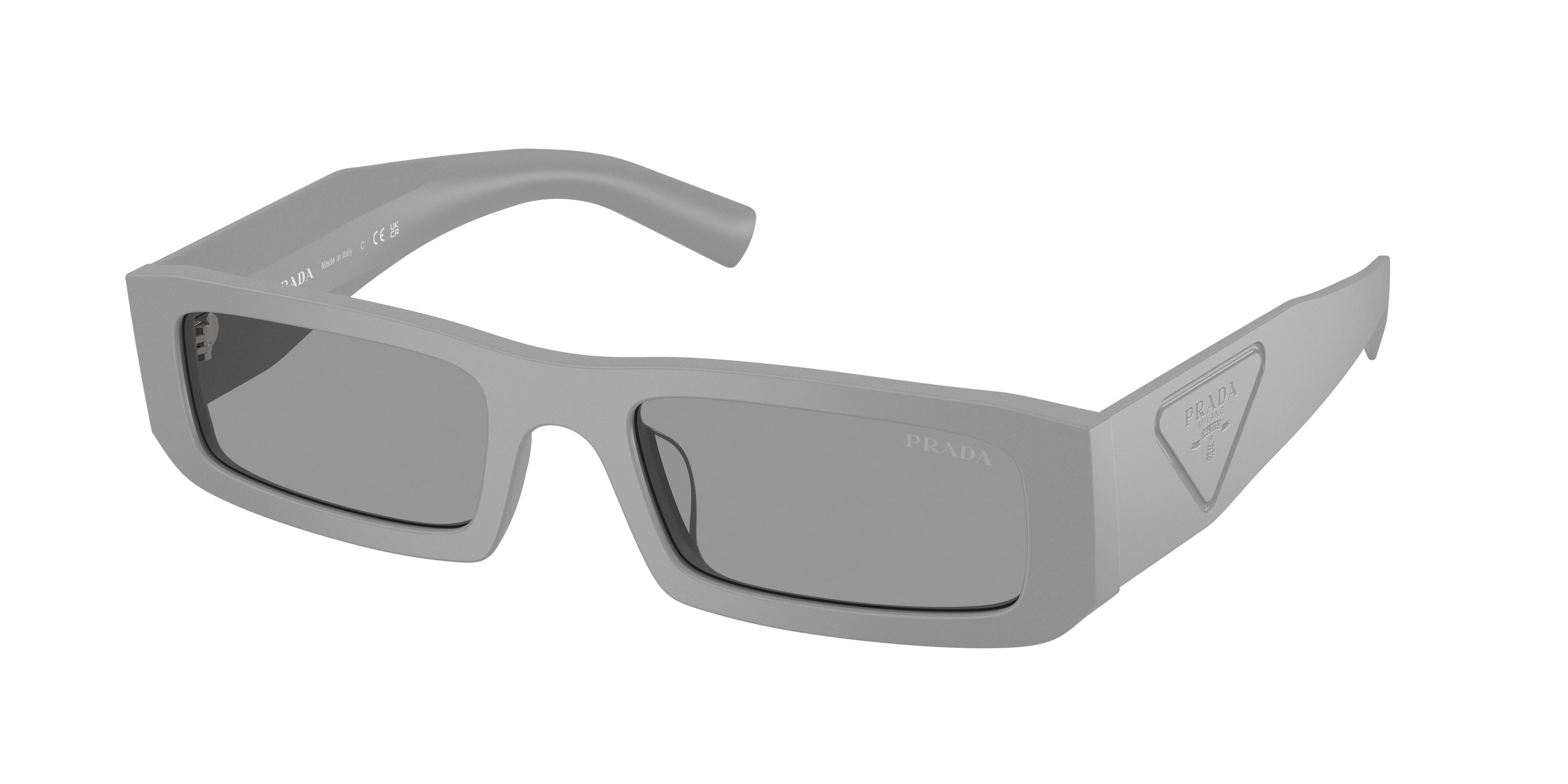 Occhiali da sole Prada PR D09SD (06K50Q) colore cemento opaco forma rettangolare lenti grigio