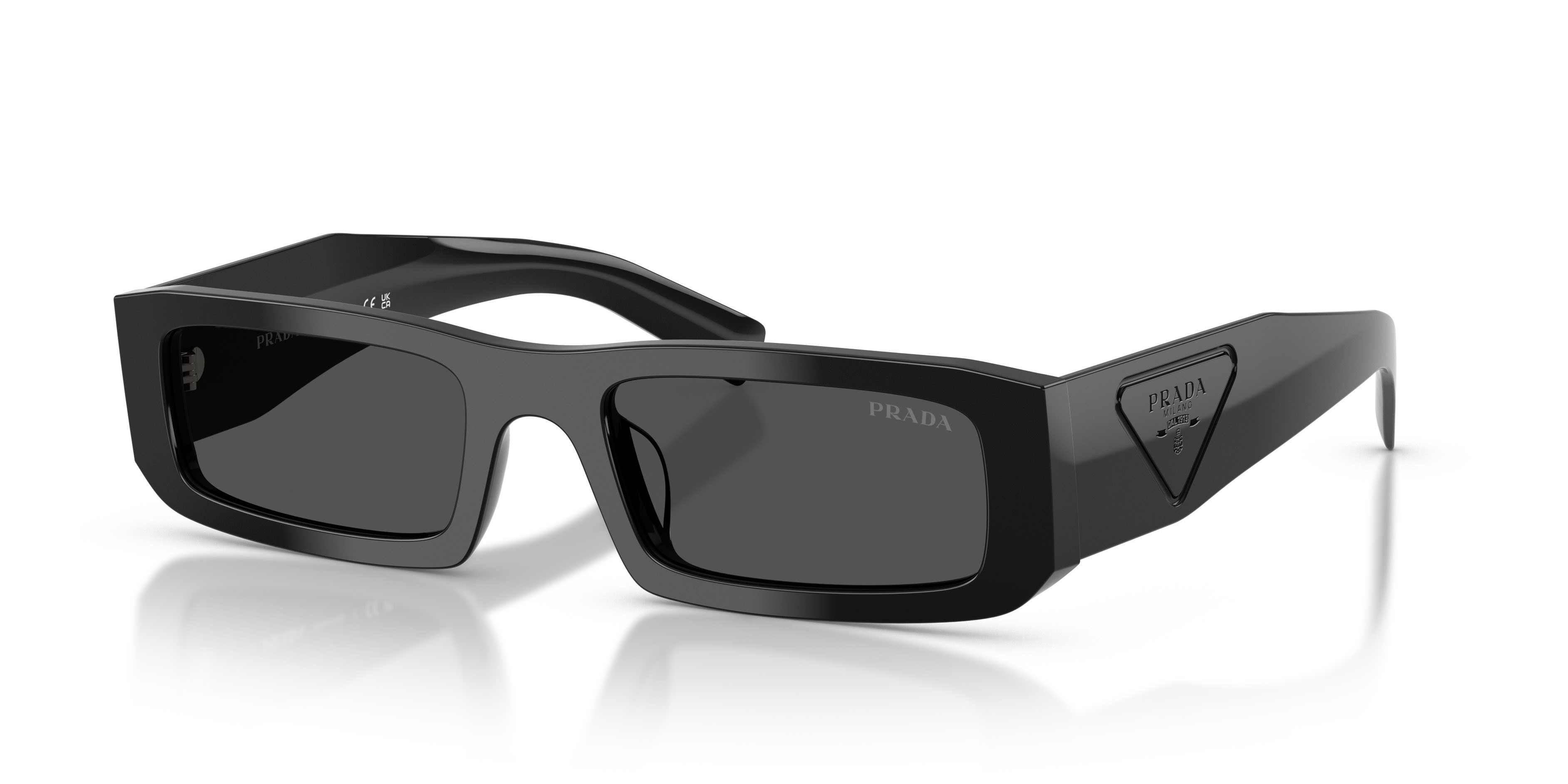 Occhiali da sole Prada PR D09SD (16K08Z) colore nero forma rettangolare lenti grigio scuro