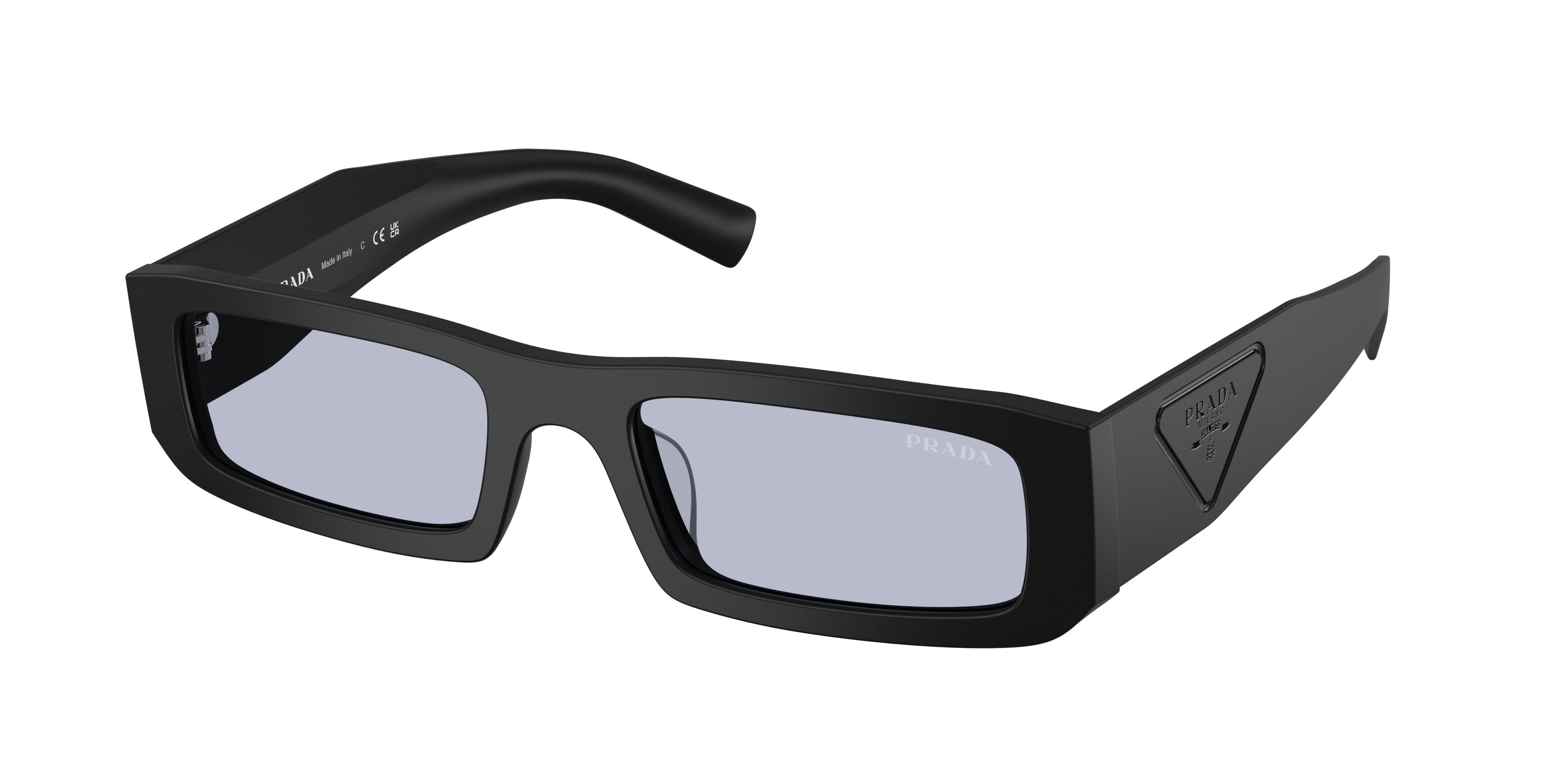 Occhiali da sole Prada PR D09SD (1BO30X) colore nero opaco forma rettangolare lenti ultravioletto
