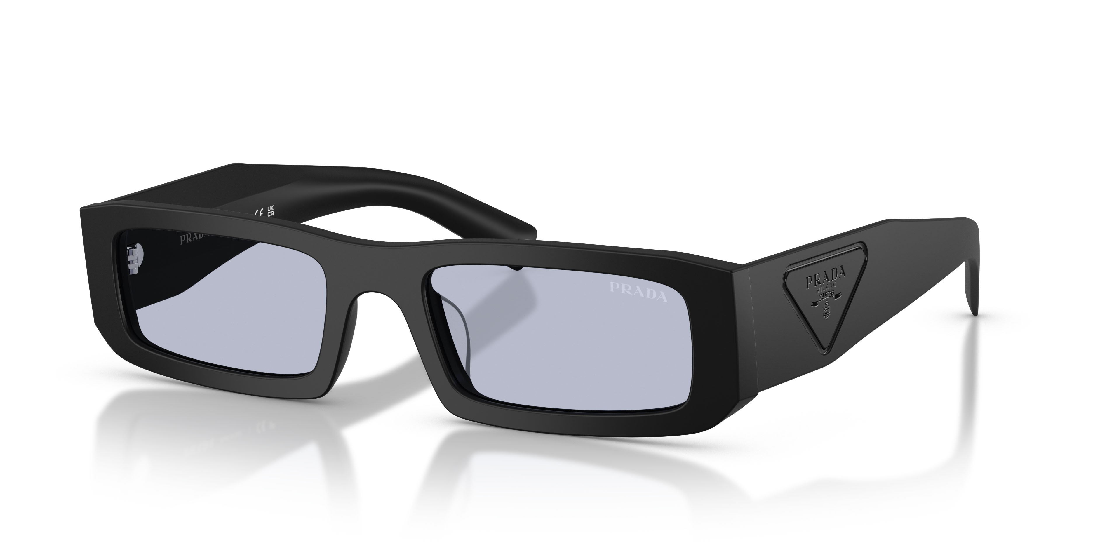 Occhiali da sole Prada PR D09SD (1BO30X) colore nero opaco forma rettangolare lenti ultravioletto