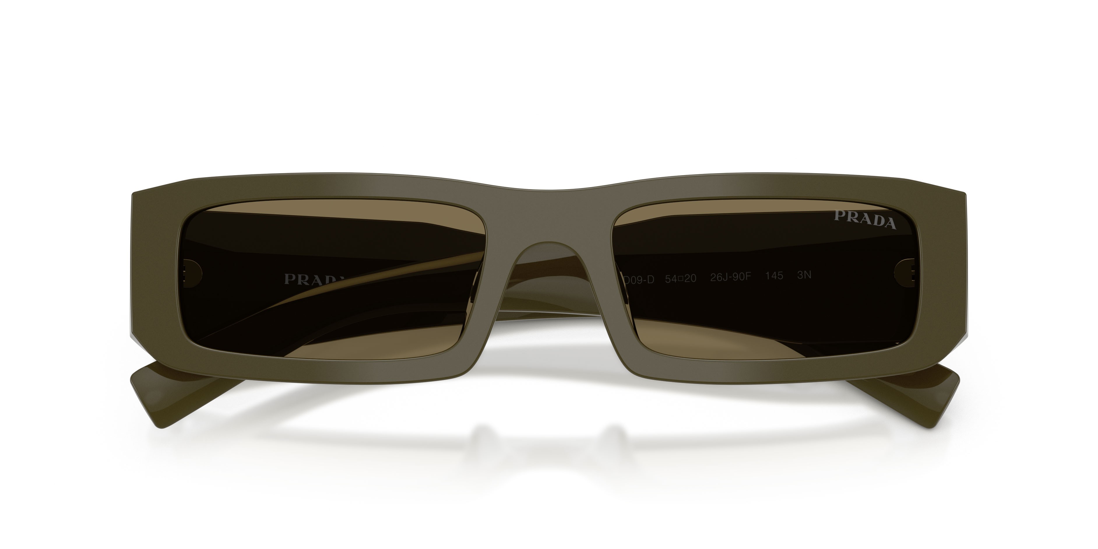 Occhiali da sole Prada PR D09SD (26J90F) colore laurel forma rettangolare lenti marrone chiaro