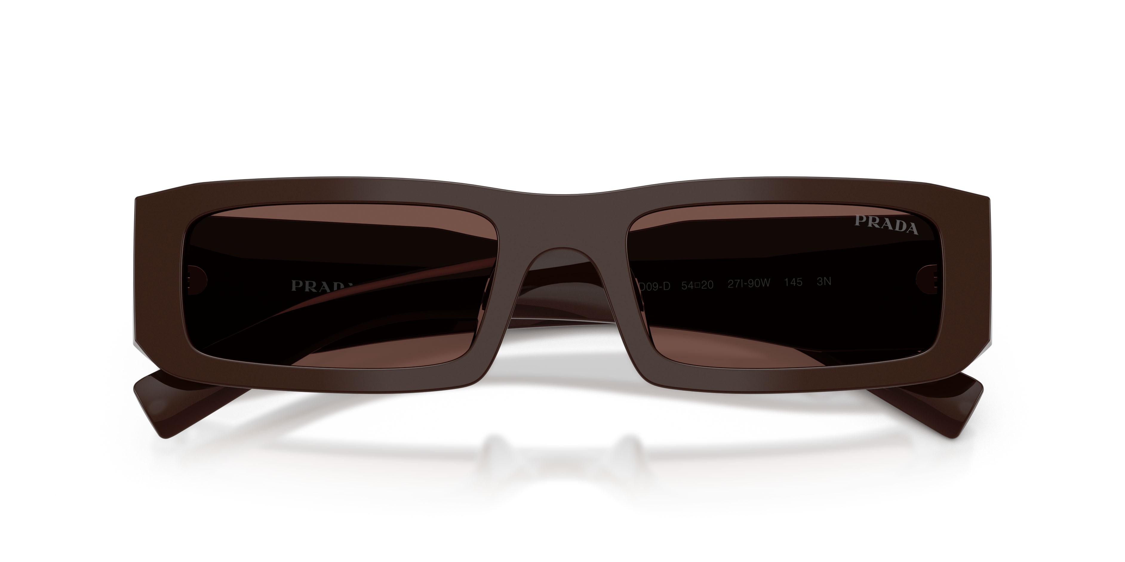 Occhiali da sole Prada PR D09SD (27I90W) colore cigar forma rettangolare lenti cioccolato nero