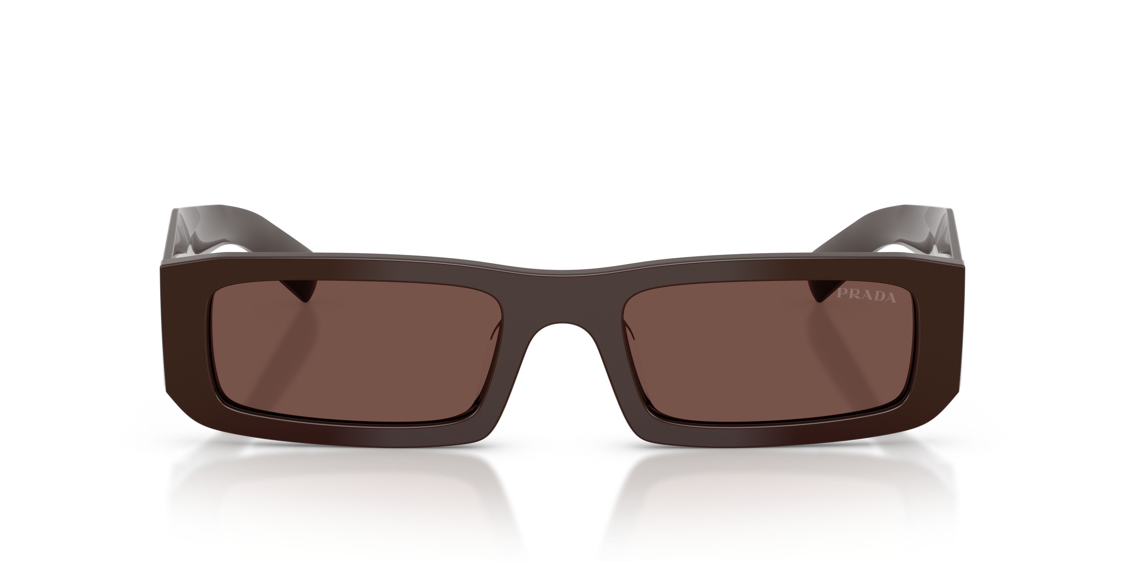 Occhiali da sole Prada PR D09SD (27I90W) colore cigar forma rettangolare lenti cioccolato nero