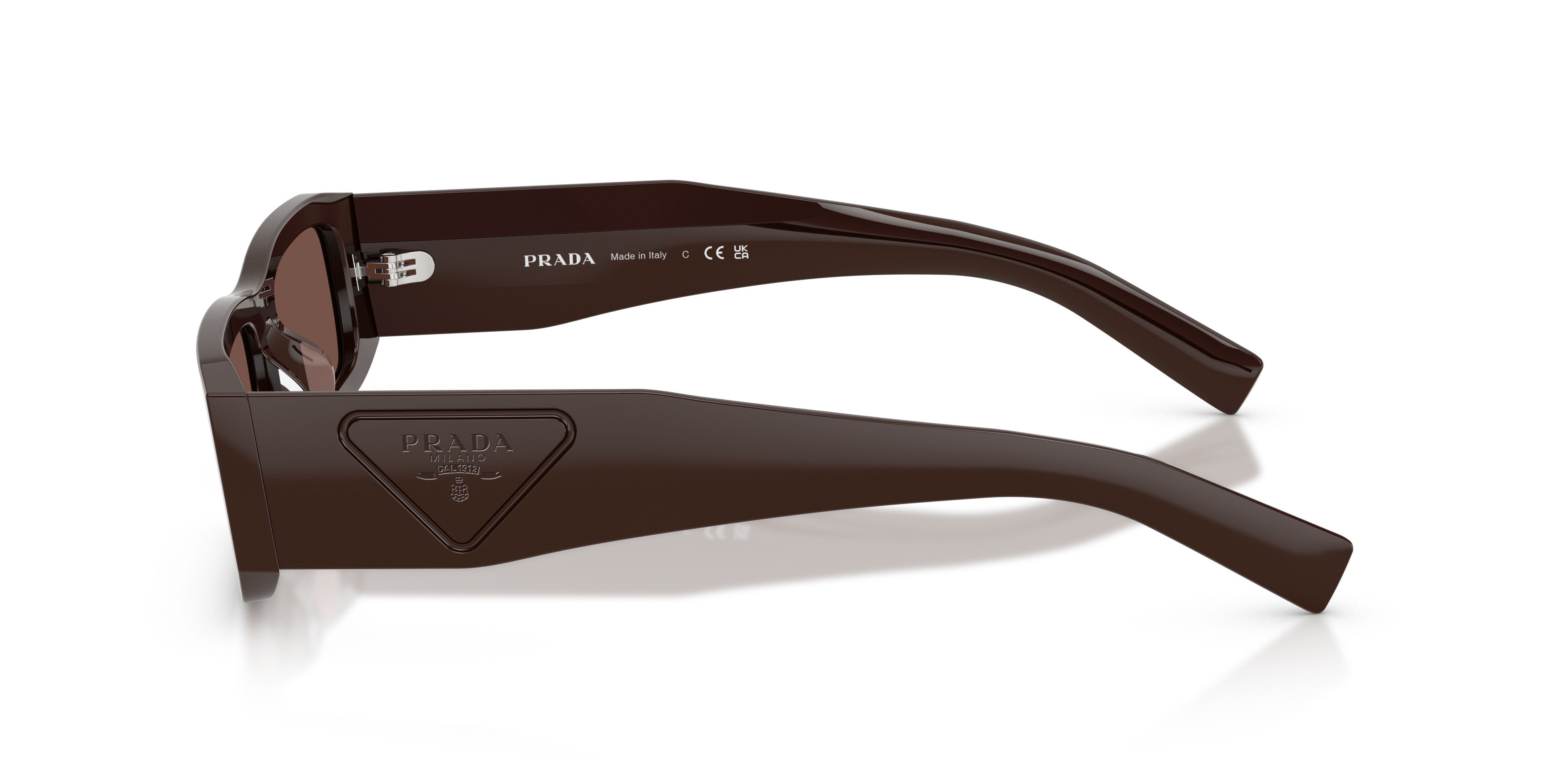Occhiali da sole Prada PR D09SD (27I90W) colore cigar forma rettangolare lenti cioccolato nero