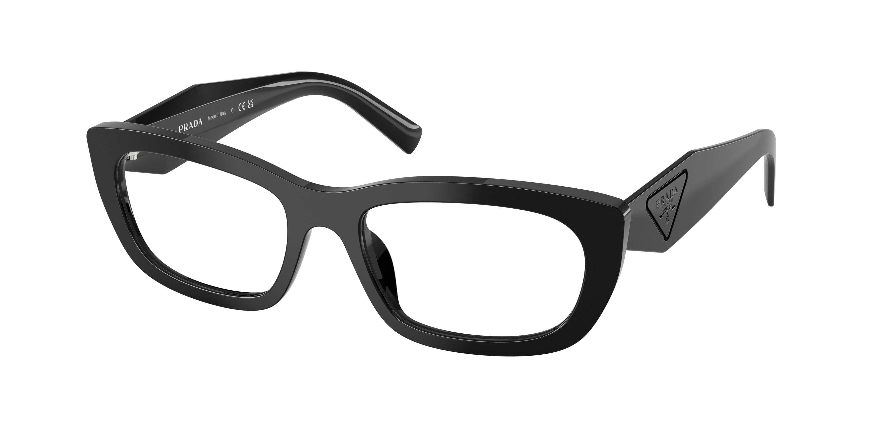 Eyeglasses Prada PR D09V (16K1O1) color nero shape irregular lenses lente demo